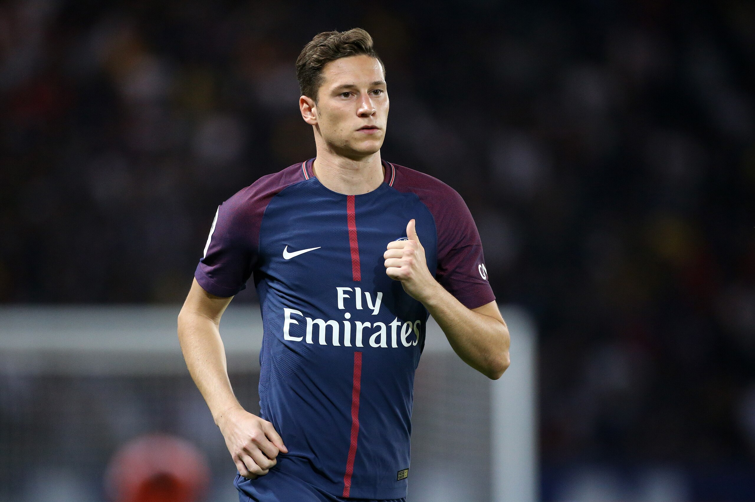 PARIS, FRANCE - AUGUST 25: Julian Draxler of PSG during the French Ligue 1 match between Paris Saint Germain (PSG) and AS Saint-Etienne (ASSE) at Parc des Princes on August 25, 2017 in Paris, France. (Photo by Jean Catuffe/Getty Images)
