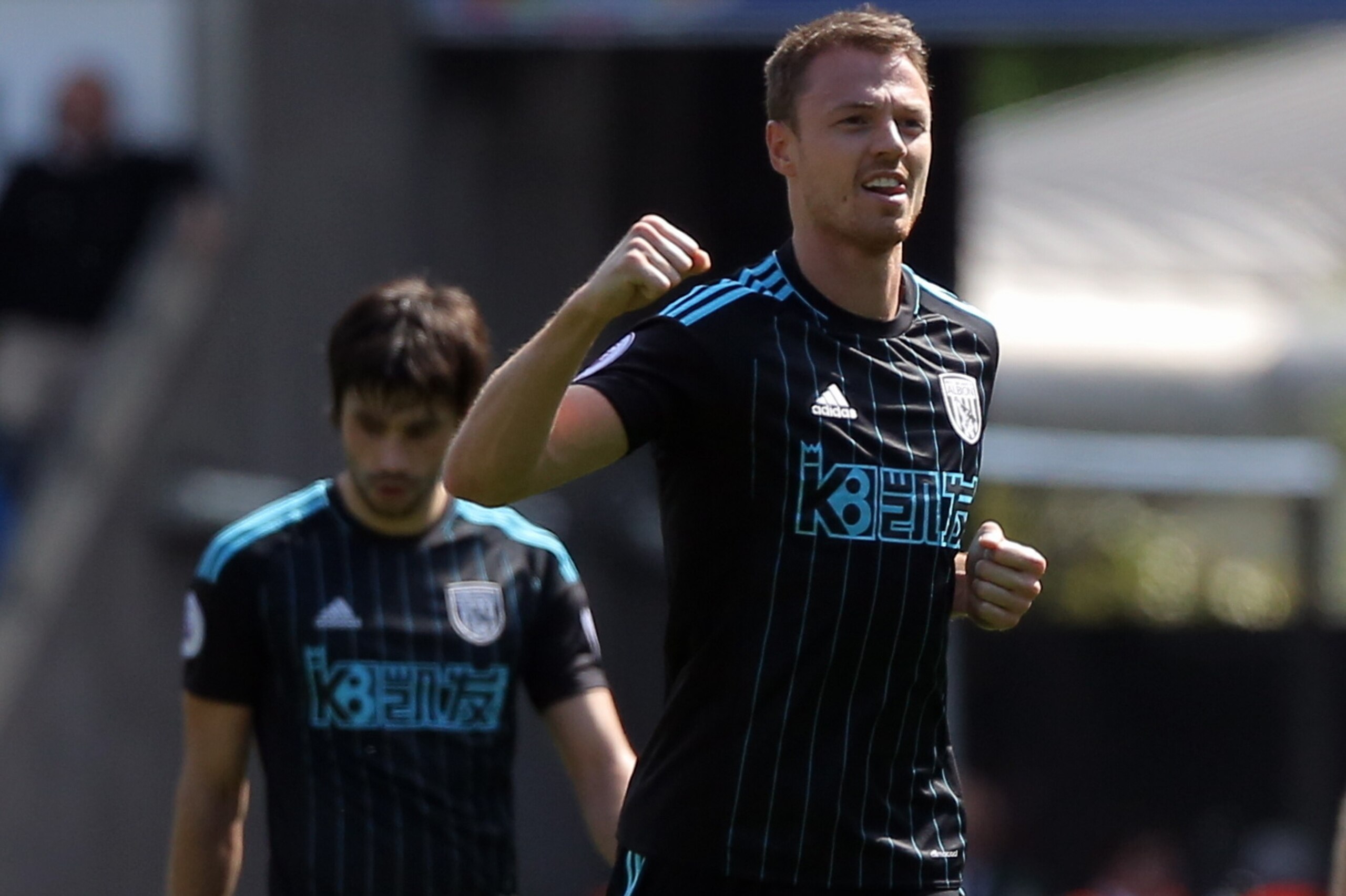 SWANSEA, WALES - MAY 21: Jonny Evans of West Bromwich Albion celebrates his opening goal during the Premier League match between Swansea City and West Bromwich Albion at The Liberty Stadium on May 21, 2017 in Swansea, Wales. (Photo by Athena Pictures/Gett SWANSEA, WALES - MAY 21: Jonny Evans of West Bromwich Albion celebrates his opening goal during the Premier League match between Swansea City and West Bromwich Albion at The Liberty Stadium on May 21, 2017 in Swansea, Wales. (Photo by Athena Pictures/Gett