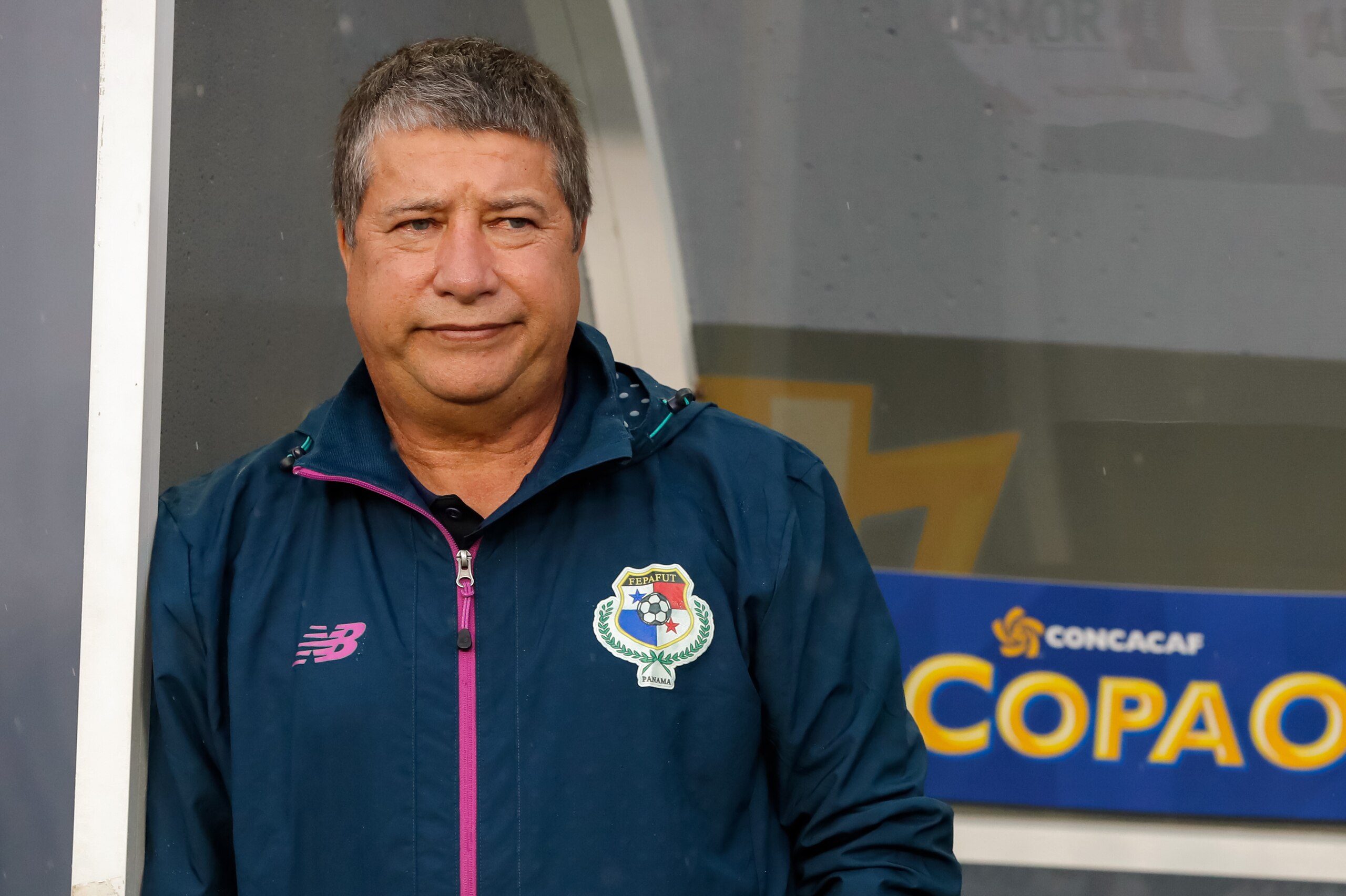 TAMPA, FL - JULY 12:  Head coach Hernan Dario Gomez of Panama watches against Nicaragua during the first half of the CONCACAF Group B match at Raymond James Stadium on July 12, 2017 in Tampa, Florida. (Photo by Mike Carlson/Getty Images)