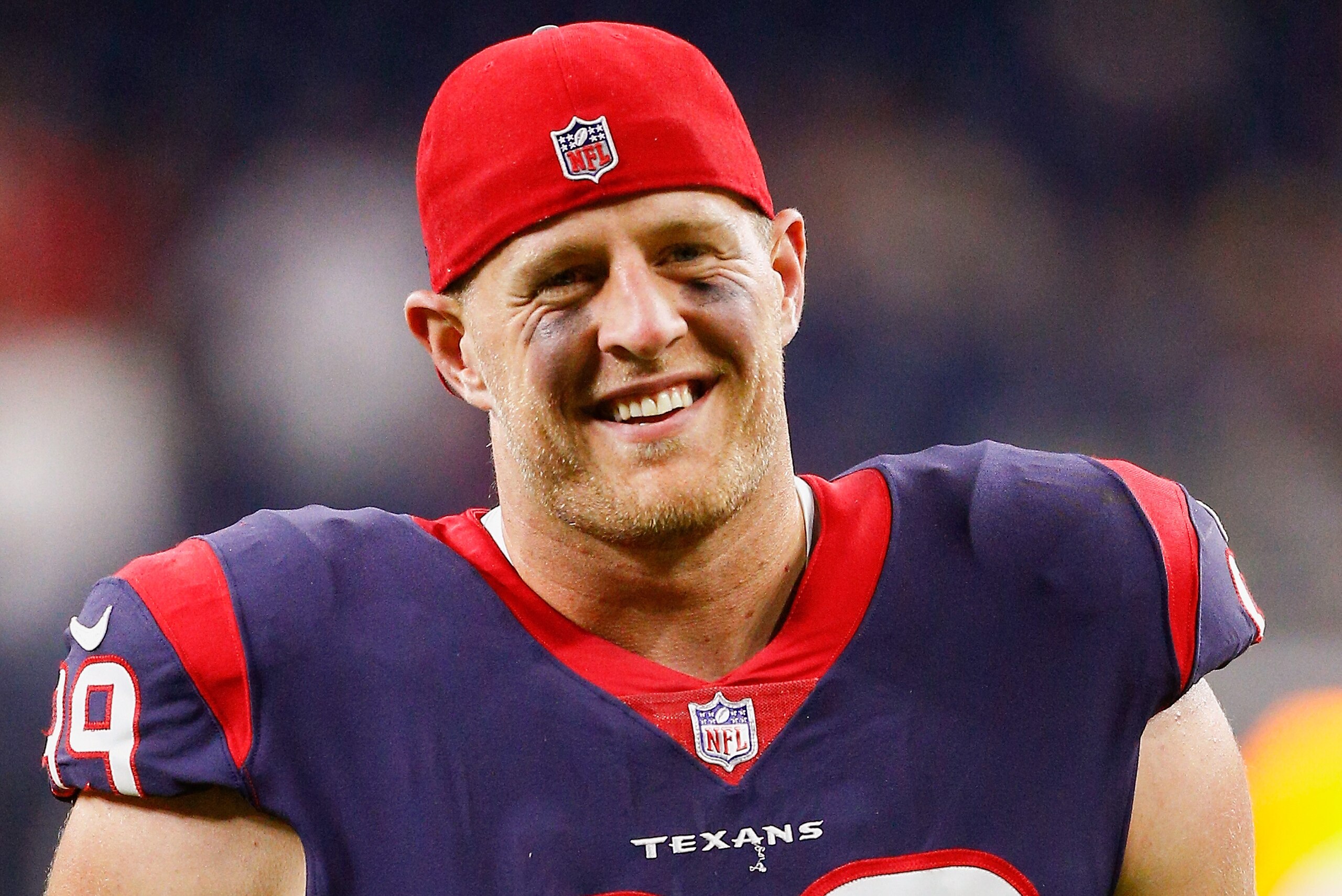 HOUSTON, TX - AUGUST 19: J.J. Watt #99 of the Houston Texans walks off the field after a 27-23 win over the New England Patriotsin a preseason game at NRG Stadium on August 19, 2017 in Houston, Texas.  (Photo by Bob Levey/Getty Images)