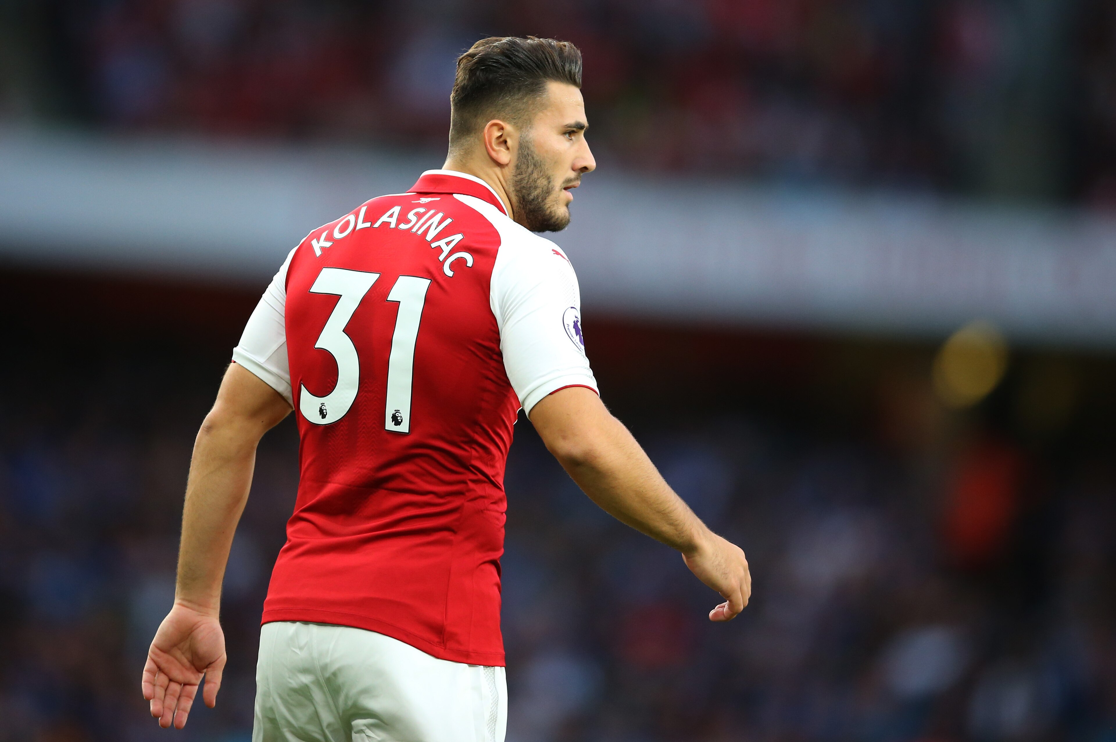 LONDON, ENGLAND - AUGUST 11: Sead Kolasinac of Arsenal during the Premier League match between Arsenal and Leicester City at Emirates Stadium on August 11, 2017 in London, England. (Photo by Catherine Ivill - AMA/Getty Images) LONDON, ENGLAND - AUGUST 11: Sead Kolasinac of Arsenal during the Premier League match between Arsenal and Leicester City at Emirates Stadium on August 11, 2017 in London, England. (Photo by Catherine Ivill - AMA/Getty Images)