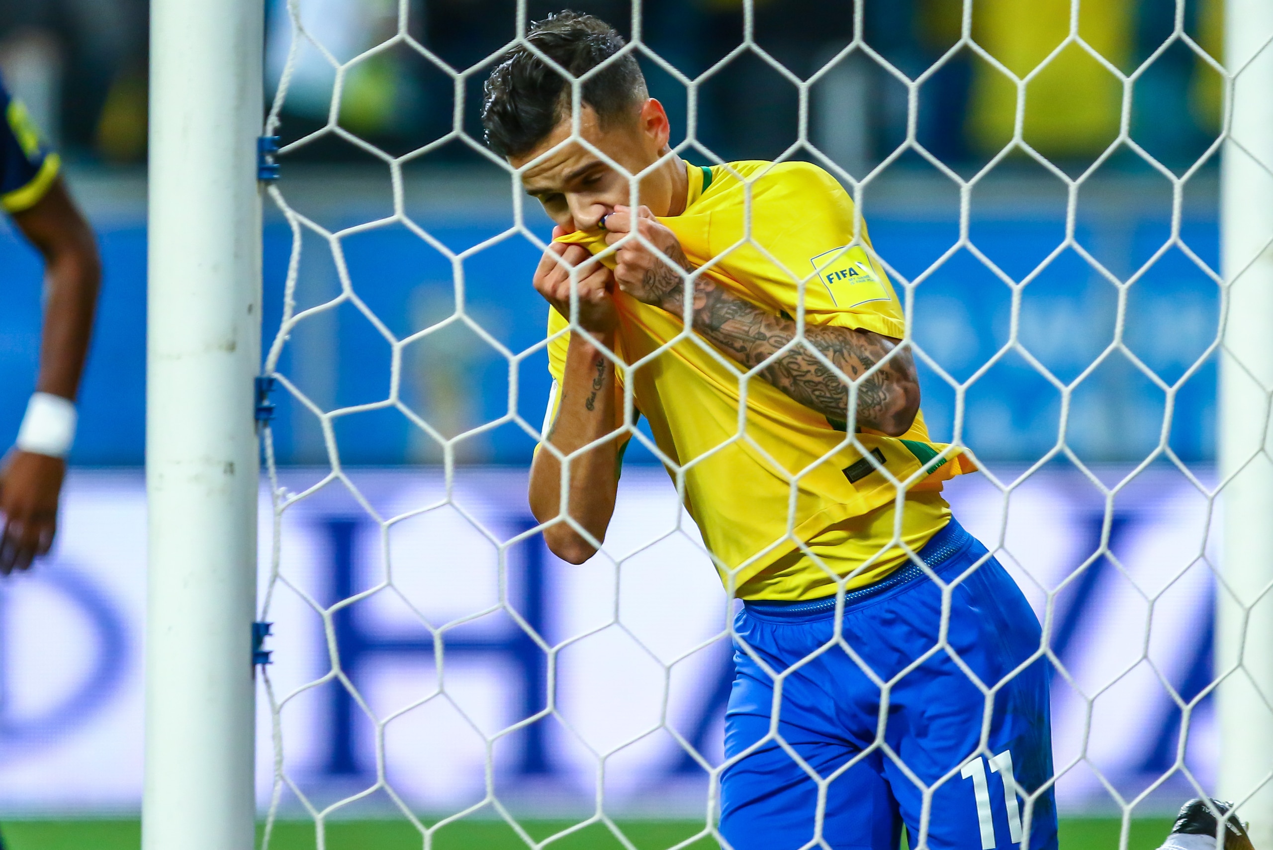 PORTO ALEGRE, BRAZIL - AUGUST 31: Philippe Coutinho of Brazil celebrates their second goal during the match Brazil v Equador - 2018 FIFA World Cup Russia Qualifier, at Arena do Gremio on August 31, 2017, in Porto Alegre, Brazil. (Photo by Lucas Uebel/Gett PORTO ALEGRE, BRAZIL - AUGUST 31: Philippe Coutinho of Brazil celebrates their second goal during the match Brazil v Equador - 2018 FIFA World Cup Russia Qualifier, at Arena do Gremio on August 31, 2017, in Porto Alegre, Brazil. (Photo by Lucas Uebel/Gett