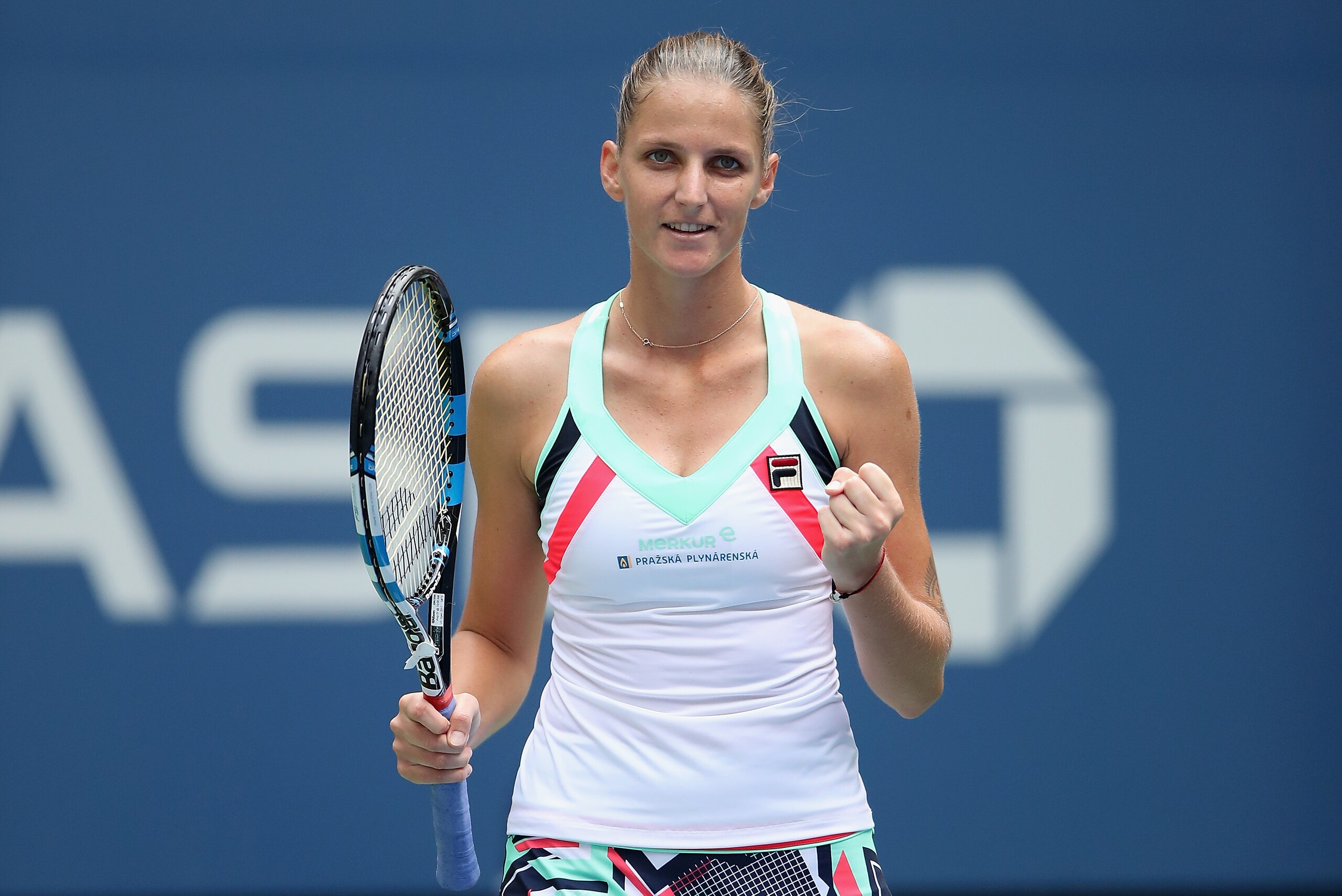 NEW YORK, NY - AUGUST 31:  Kristyna Pliskova of Czech Republic reacts against Nicole Gibbs of the United States during their second round Women's Singles match on Day Four of the 2017 US Open at the USTA Billie Jean King National Tennis Center on August 3