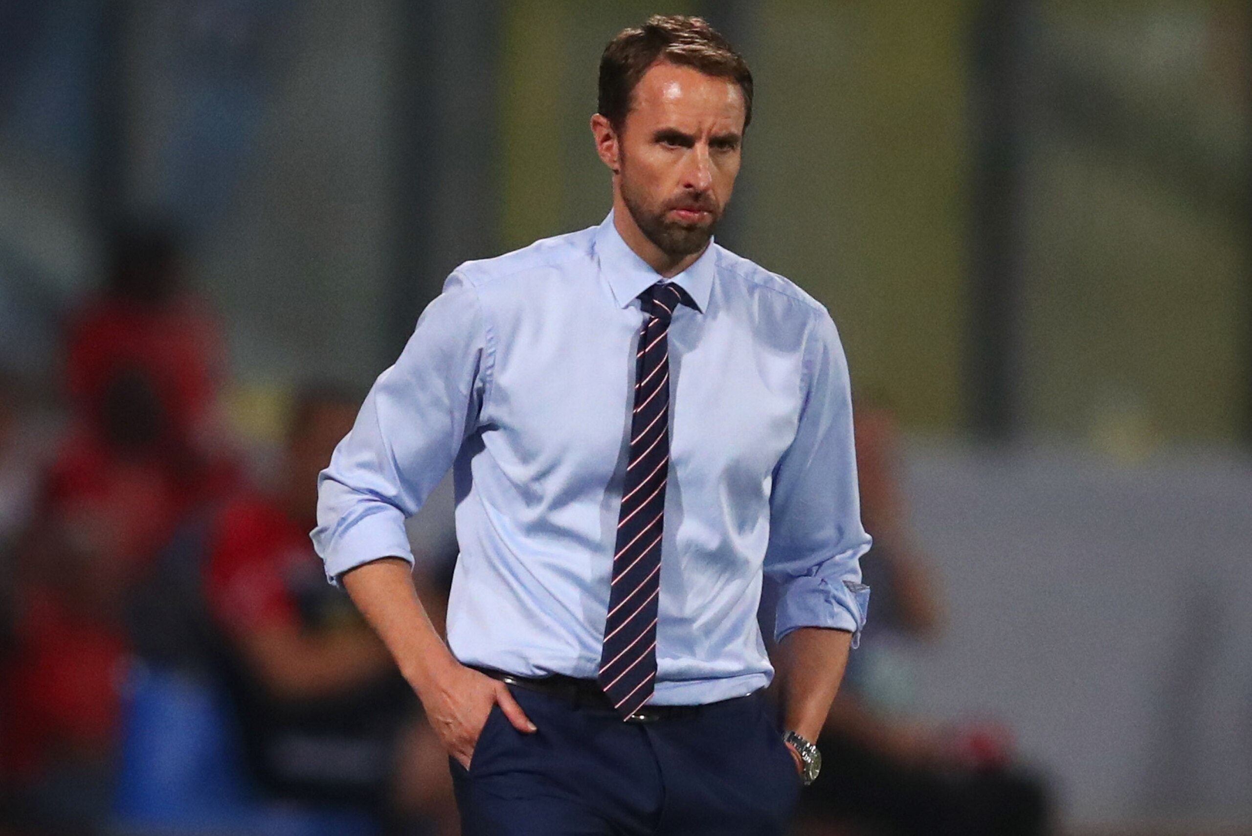 VALLETTA, MALTA - SEPTEMBER 01:  Gareth Southgate manager of England controls the ball during the FIFA 2018 World Cup Qualifier between Malta and England at Ta'Qali National Stadium on September 1, 2017 in Valletta, Malta.  (Photo by Julian Finney/Getty I