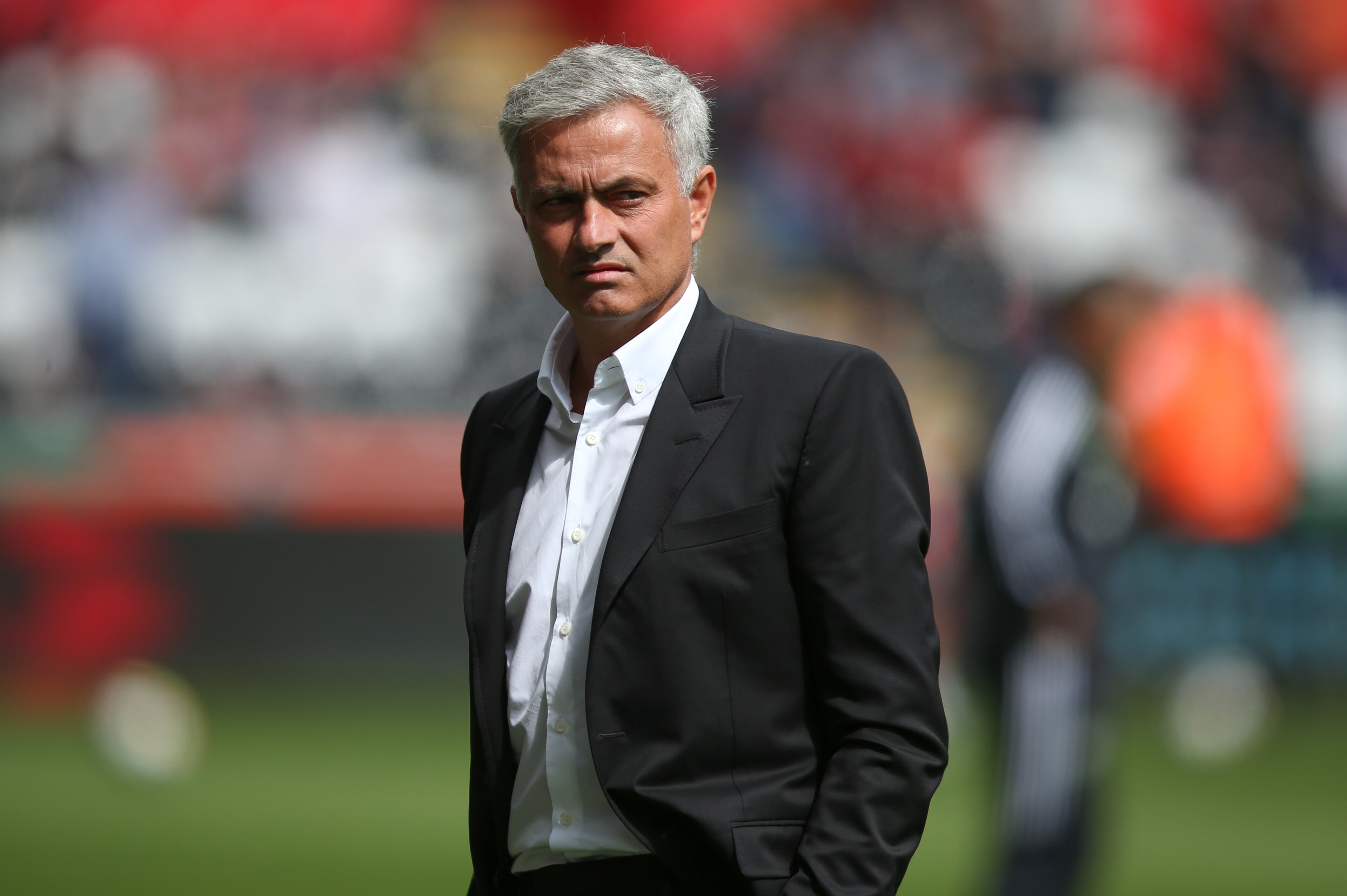 SWANSEA, WALES - AUGUST 19: Jose Mourinho the head coach / manager of Manchester United during the Premier League match between Swansea City and Manchester United at Liberty Stadium on August 19, 2017 in Swansea, Wales. (Photo by Catherine Ivill - AMA/Get SWANSEA, WALES - AUGUST 19: Jose Mourinho the head coach / manager of Manchester United during the Premier League match between Swansea City and Manchester United at Liberty Stadium on August 19, 2017 in Swansea, Wales. (Photo by Catherine Ivill - AMA/Get