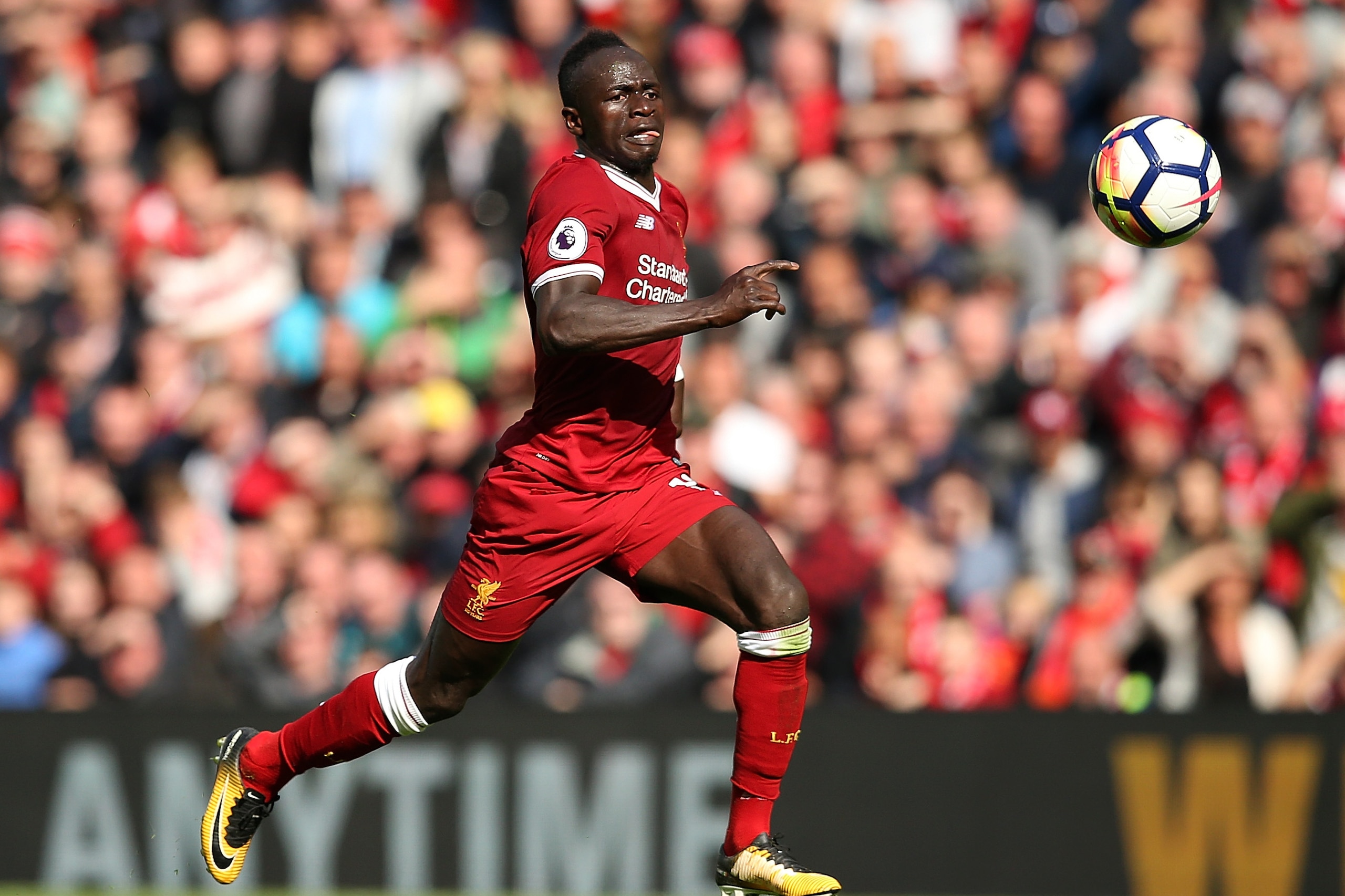 LIVERPOOL, ENGLAND - AUGUST 19:  Sadio Mane of Liverpool during the Premier League match between Liverpool and Crystal Palace at Anfield on August 19, 2017 in Liverpool, England.  (Photo by Jan Kruger/Getty Images)