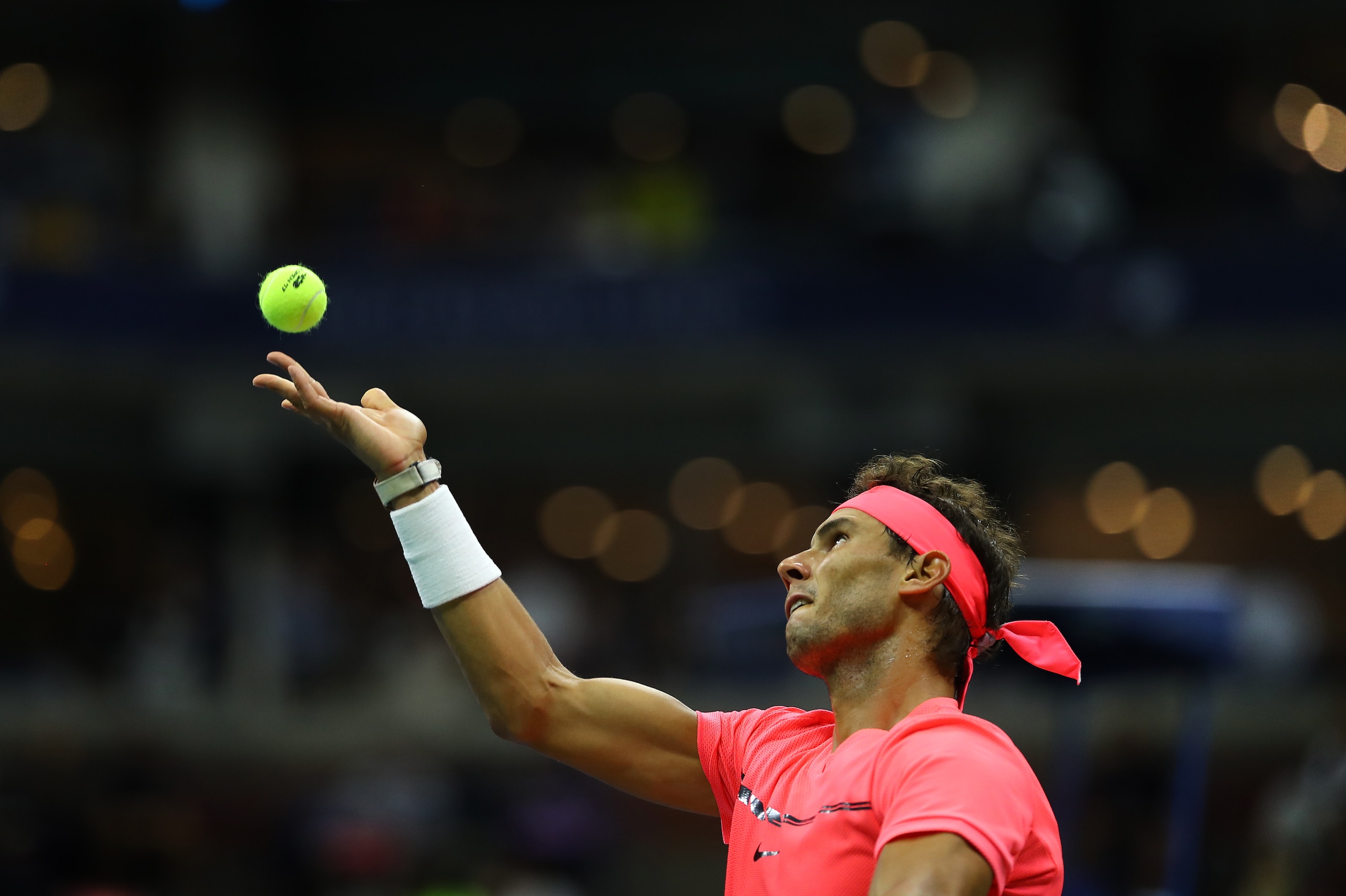 NEW YORK, NY - SEPTEMBER 02:  Rafael Nadal of Spain serves during his third round match against Leonardo Mayer of Argentina on Day Six of the 2017 US Open at the USTA Billie Jean King National Tennis Center on September 2, 2017 in the Flushing neighborhoo