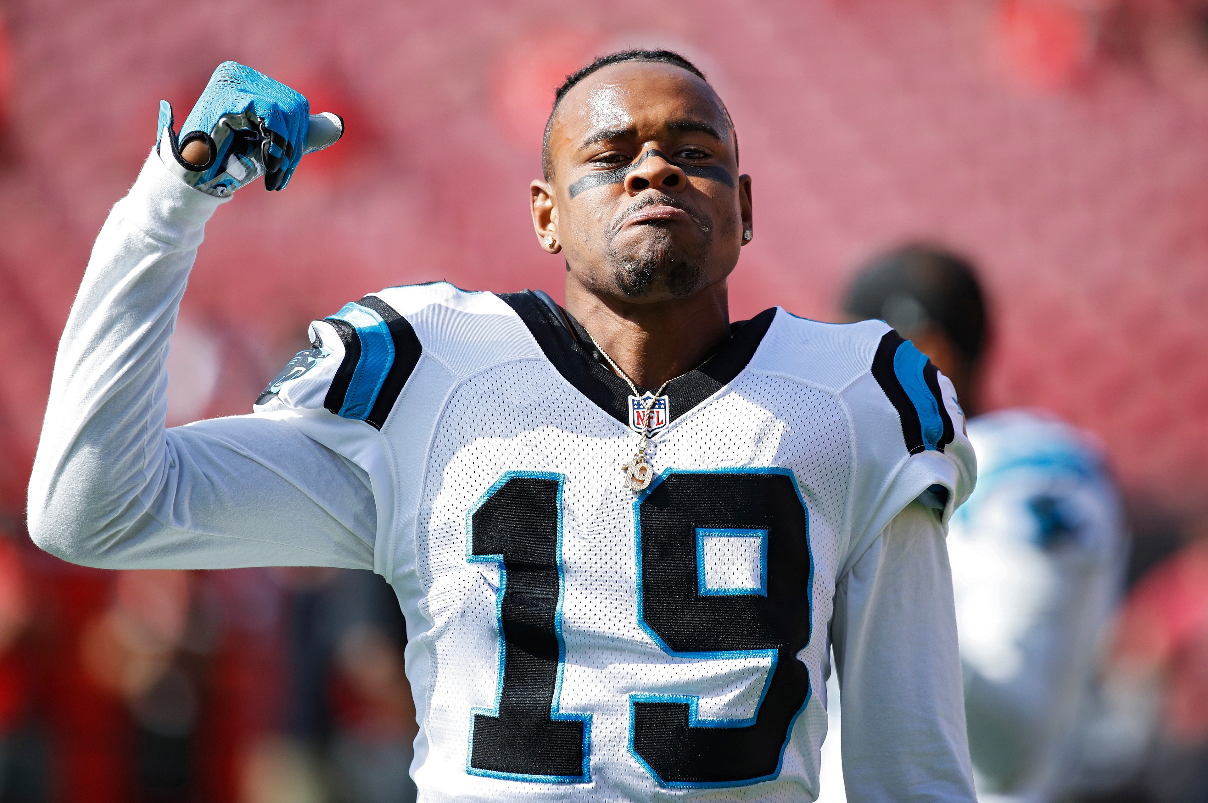 TAMPA, FL - JANUARY 01: Ted Ginn Jr. #19 of the Carolina Panthers looks on during the game against the Tampa Bay Buccaneers during the game at Raymond James Stadium on January 1, 2017 in Tampa, Florida. The Buccaneers defeated the Panthers 17-16. (Photo b
