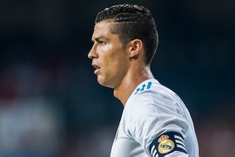 MADRID, SPAIN - AUGUST 23: Cristiano Ronaldo of Real Madrid reacts during the Santiago Bernabeu Trophy 2017 match between Real Madrid and ACF Fiorentina at the Santiago Bernabeu Stadium on 23 August 2017 in Madrid, Spain. (Photo by Power Sport Images/Gett
