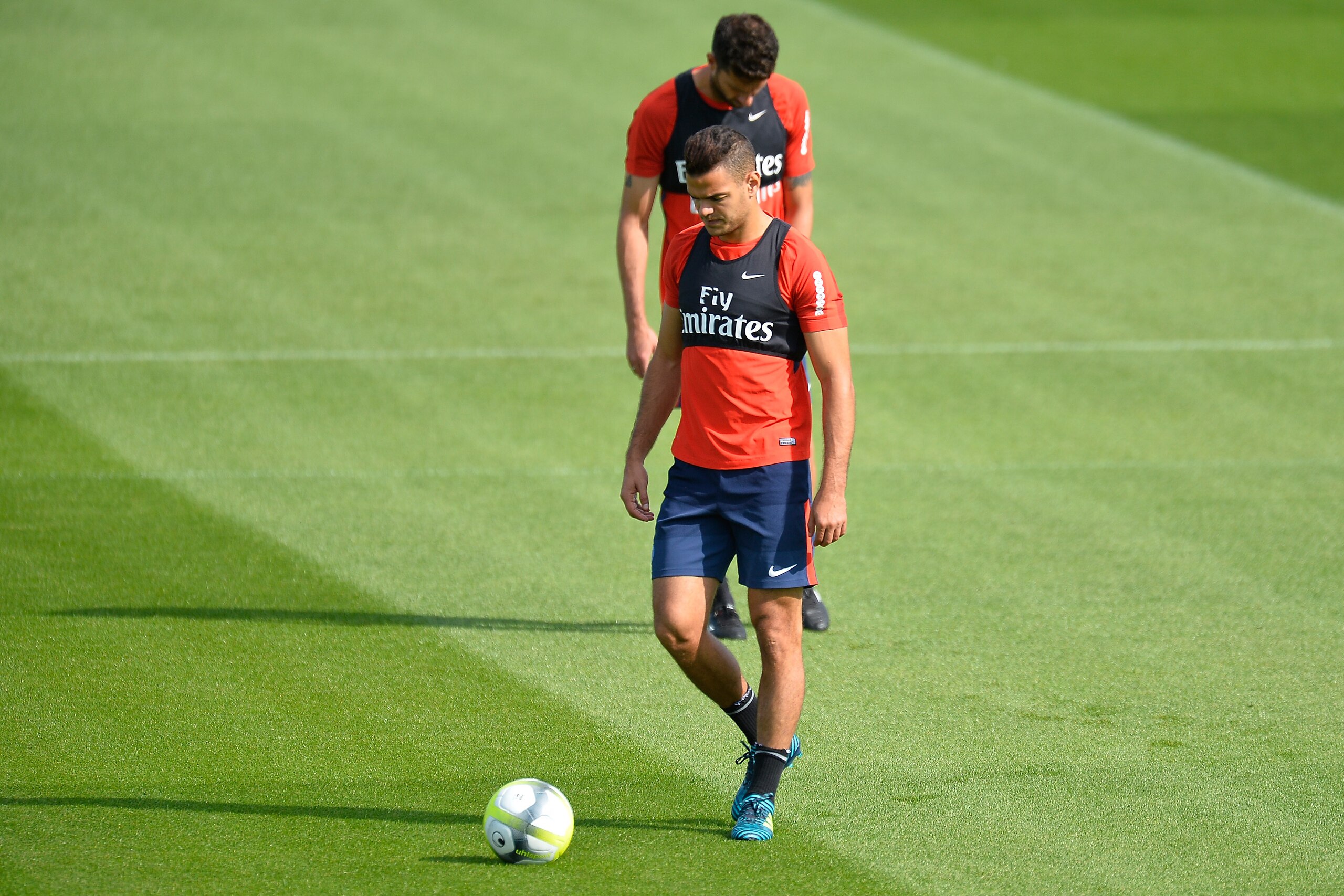 PARIS, FRANCE - AUGUST 23:  Hatem Ben Arfa of Paris Saint-Germain reacts before a Paris Saint-Germain training session at Centre Ooredoo on August 23, 2017 in Saint-Germain en Laye, Paris, France.  (Photo by Aurelien Meunier/Getty Images)
