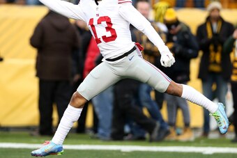 PITTSBURGH, PA - DECEMBER 04:  Odell Beckham Jr. #13 of the New York Giants warms up before the game against the Pittsburgh Steelers at Heinz Field on December 4, 2016 in Pittsburgh, Pennsylvania. The Steelers defeated the Giants 24-14.  (Photo by Rob Lei