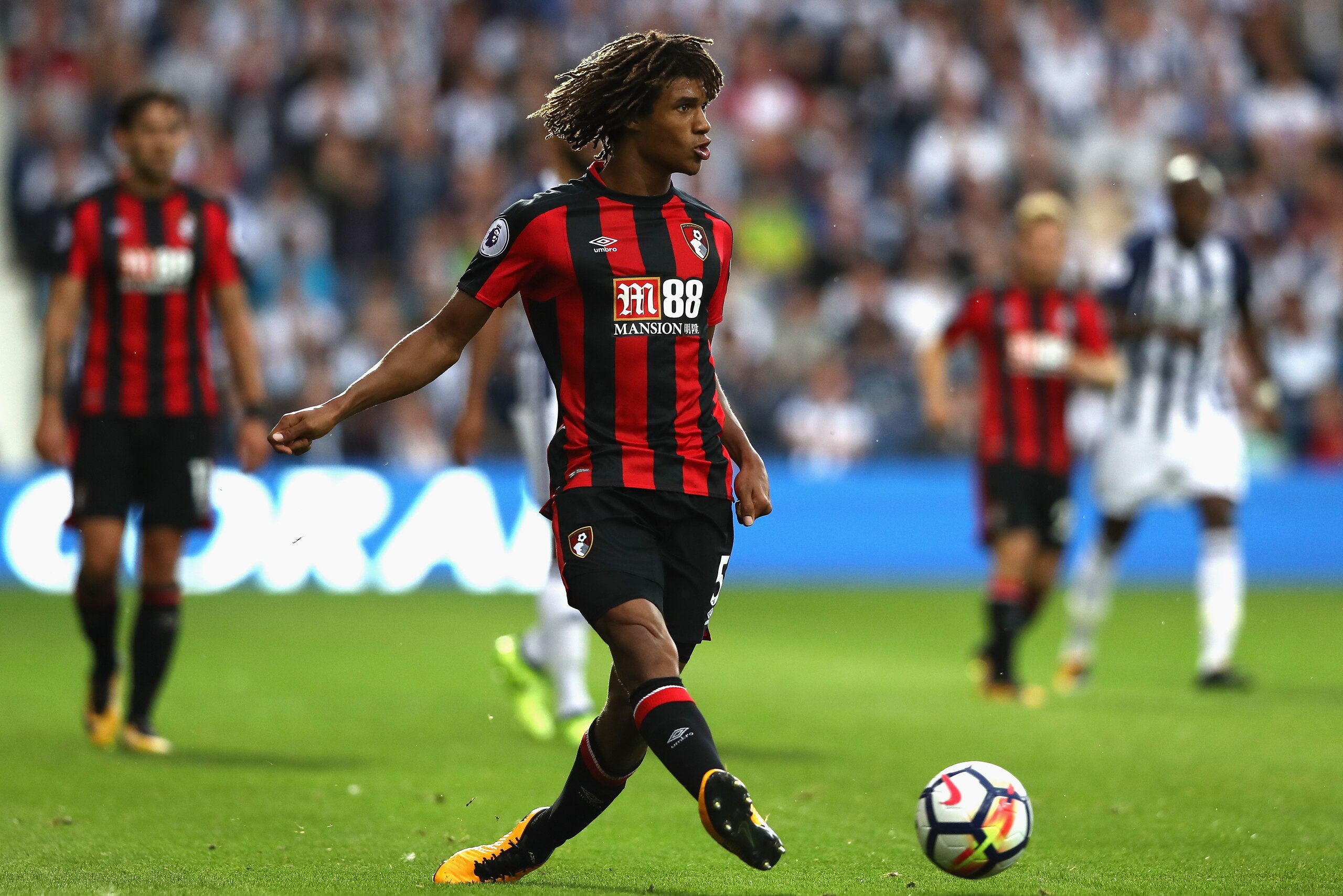 WEST BROMWICH, ENGLAND - AUGUST 12:  Nathan Ake of Bournemouth passes the ball during the Premier League match between West Bromwich Albion and AFC Bournemouth at The Hawthorns on August 12, 2017 in West Bromwich, England.  (Photo by David Rogers/Getty Im