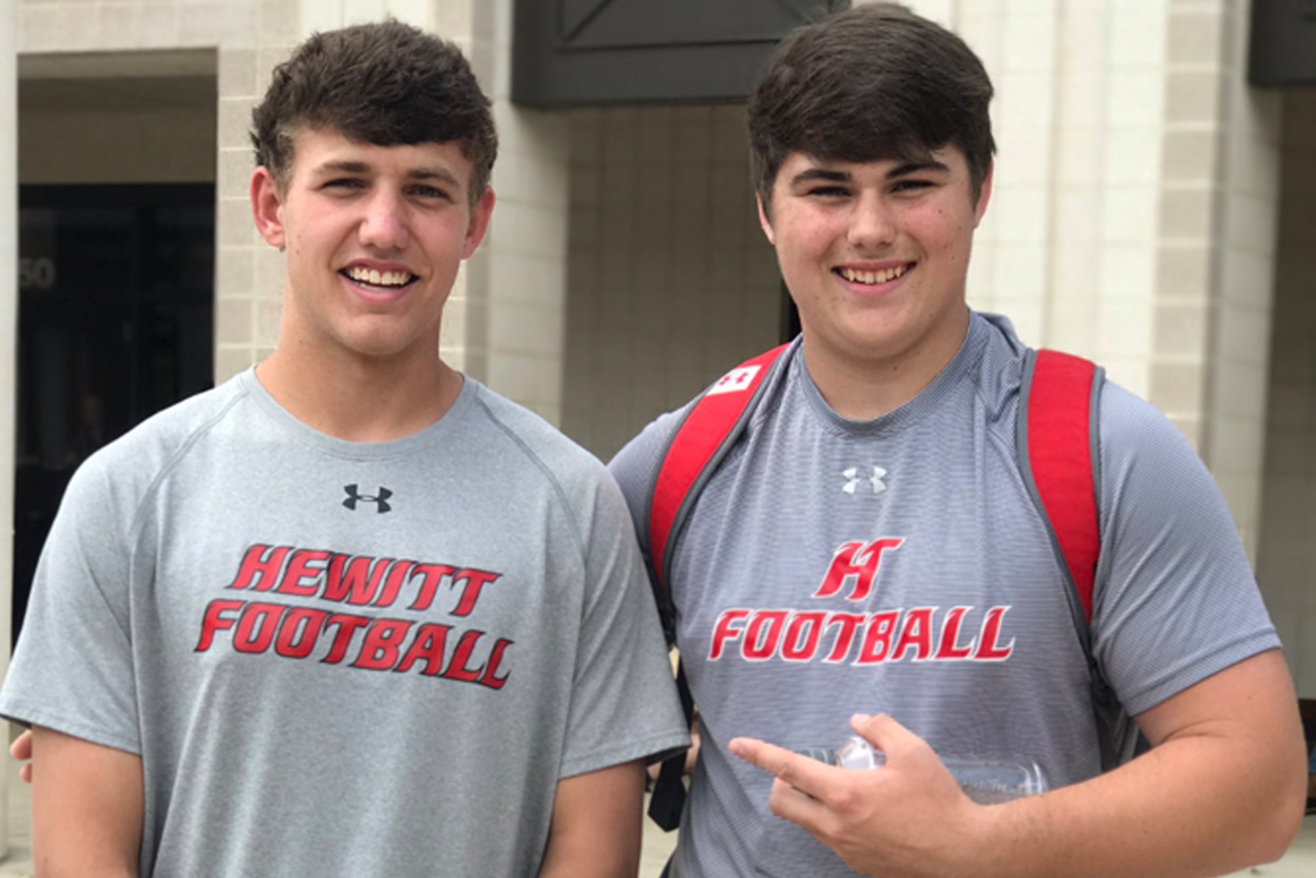 Paul Tyson, left, and Alabama OL commit Pierce Quick