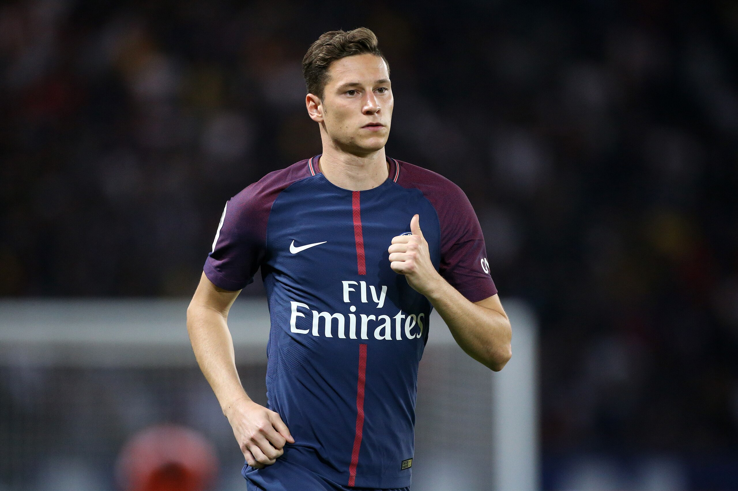 PARIS, FRANCE - AUGUST 25: Julian Draxler of PSG during the French Ligue 1 match between Paris Saint Germain (PSG) and AS Saint-Etienne (ASSE) at Parc des Princes on August 25, 2017 in Paris, France. (Photo by Jean Catuffe/Getty Images)