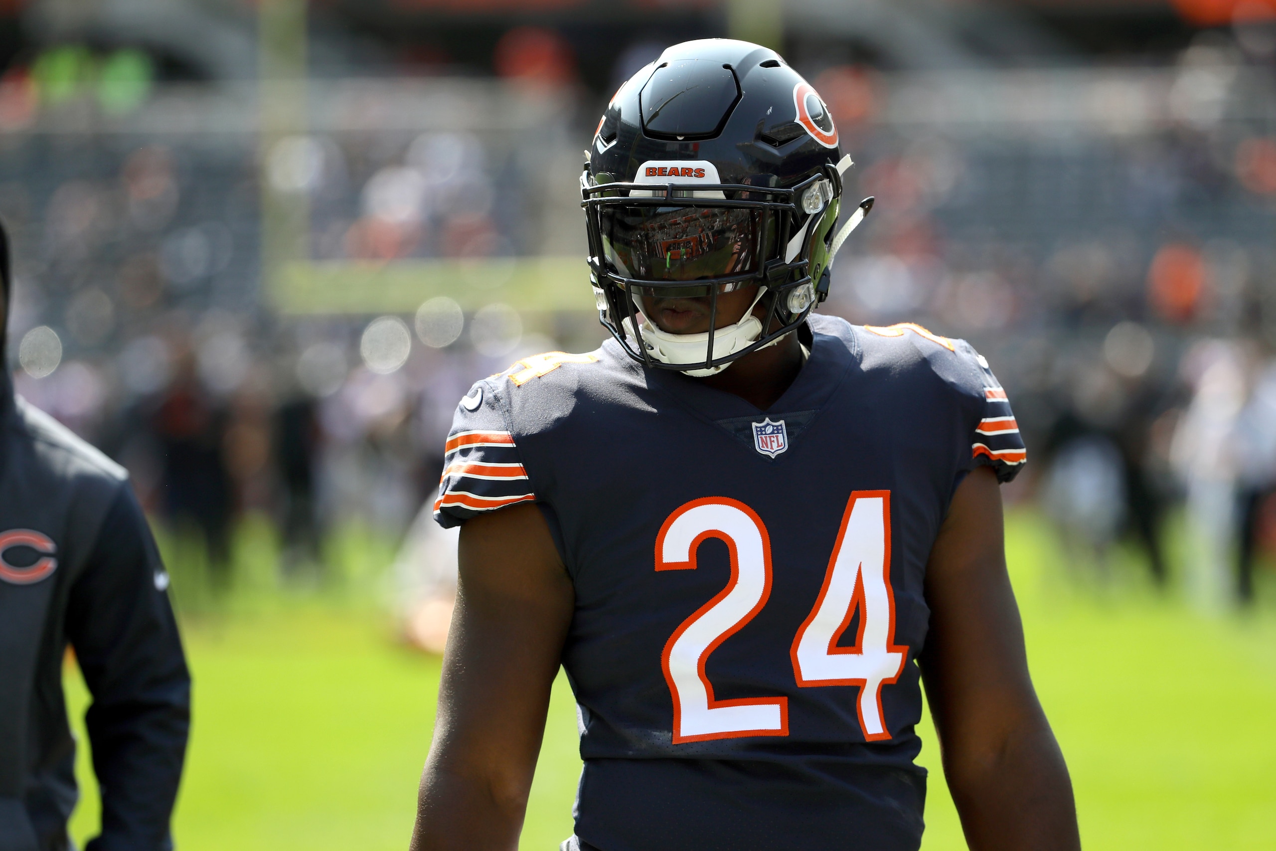 CHICAGO, IL - SEPTEMBER 10:  Jordan Howard #24 of the Chicago Bears warms up prior to the game against the Atlanta Falcons at Soldier Field on September 10, 2017 in Chicago, Illinois.  (Photo by Jonathan Daniel/Getty Images)