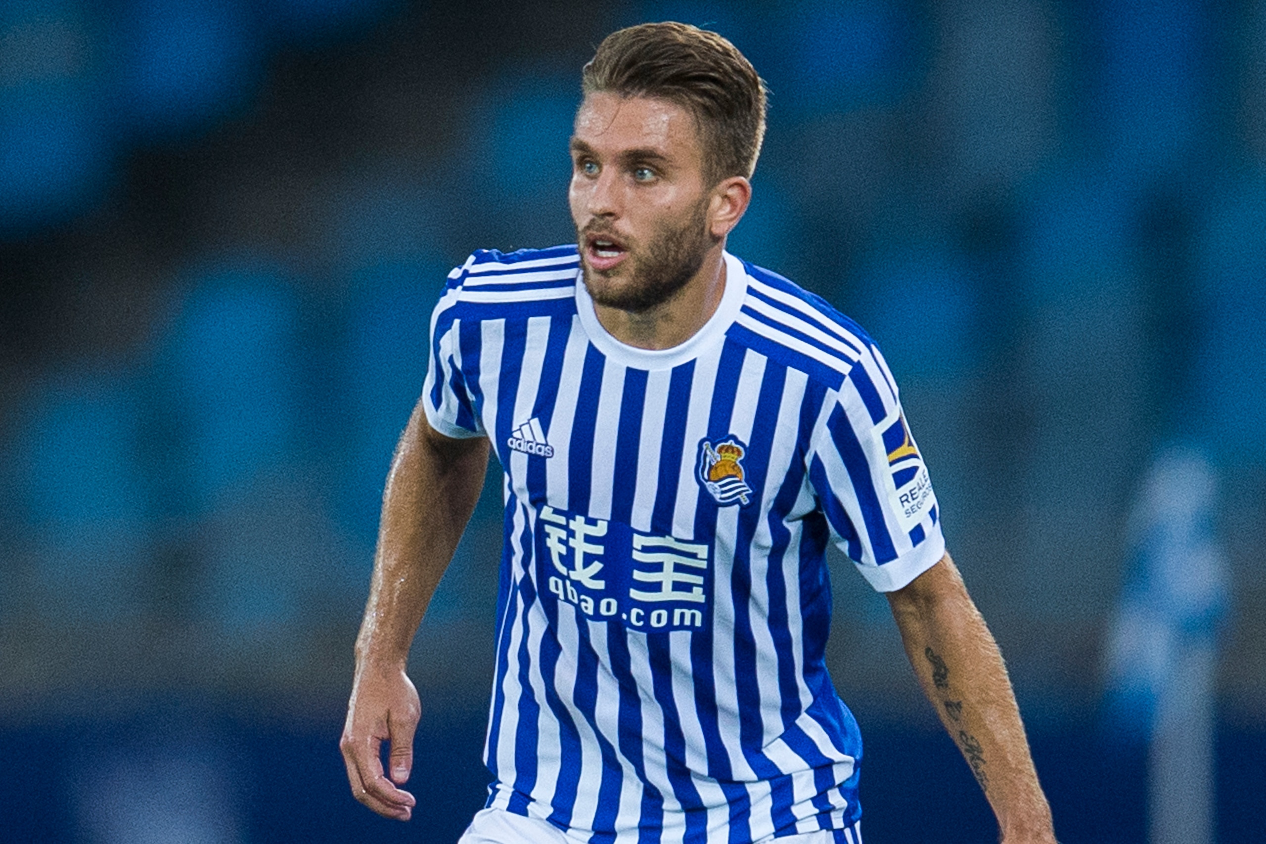 SAN SEBASTIAN, SPAIN - AUGUST 26: Kevin Rodrigues of Real Sociedad controls the ball during the La Liga match between Real Sociedad de Futbol and Villarreal CF at Estadio Anoeta on August 26, 2017 in San Sebastian, Spain. (Photo by Juan Manuel Serrano SAN SEBASTIAN, SPAIN - AUGUST 26: Kevin Rodrigues of Real Sociedad controls the ball during the La Liga match between Real Sociedad de Futbol and Villarreal CF at Estadio Anoeta on August 26, 2017 in San Sebastian, Spain. (Photo by Juan Manuel Serrano