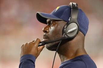 SANTA CLARA, CA - AUGUST 31:  Los Angeles Chargers head coach Anthony Lynn stands on the sidelines during their game against the San Francisco 49ers at Levi's Stadium on August 31, 2017 in Santa Clara, California.  (Photo by Ezra Shaw/Getty Images)