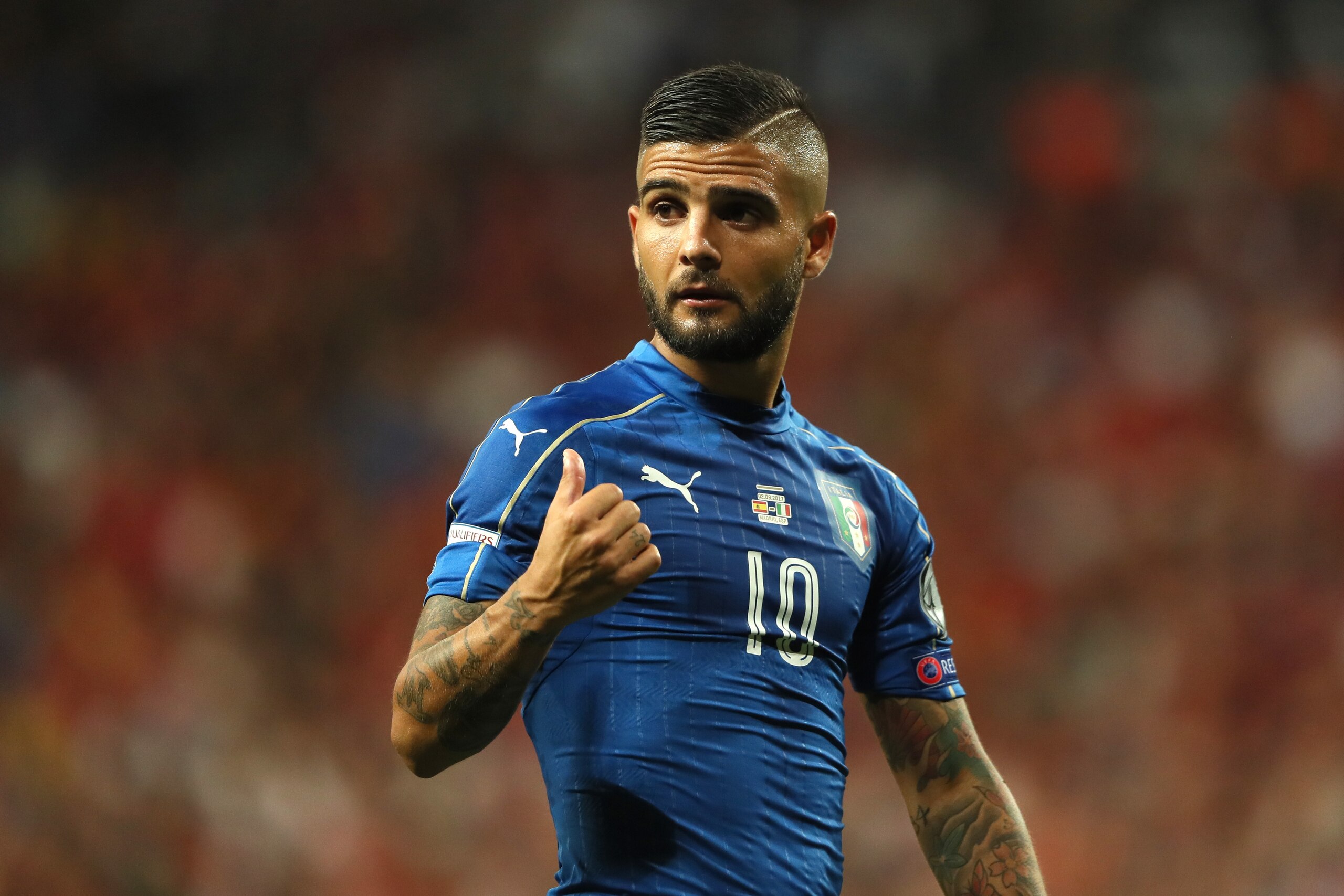 MADRID, SPAIN - SEPTEMBER 02:  Lorenzo Insigne of Italy looks on during the FIFA 2018 World Cup Qualifier between Spain and Italy at Estadio Santiago Bernabeu on September 2, 2017 in Madrid, Spain.  (Photo by Matthew Ashton - AMA/Getty Images)
