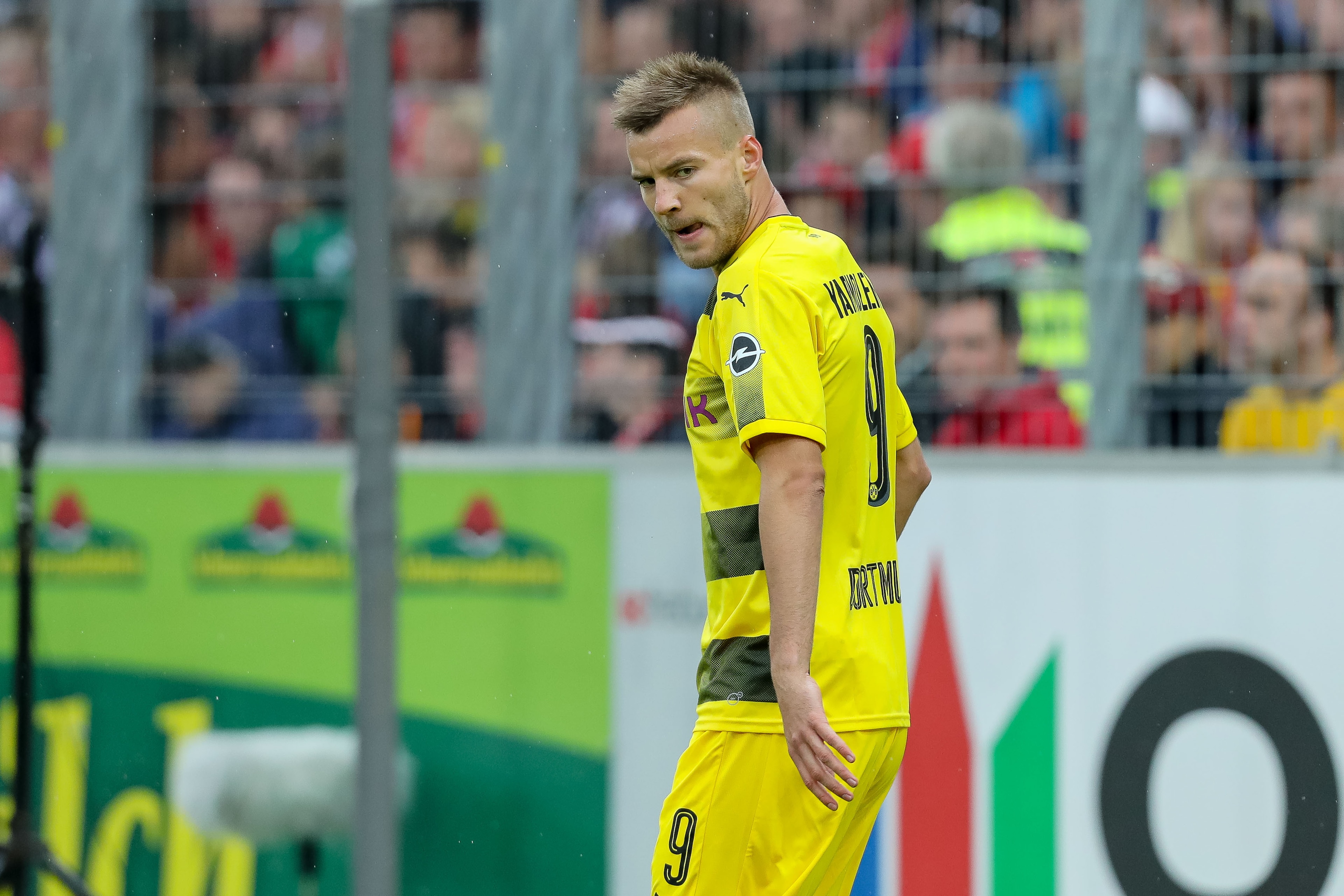 FREIBURG IM BREISGAU, GERMANY - SEPTEMBER 09: Andrey Yarmolenko of Dortmund looks on during the Bundesliga match between Sport-Club Freiburg and Borussia Dortmund at Schwarzwald-Stadion on September 9, 2017 in Freiburg im Breisgau, Germany. (Photo by TF-I