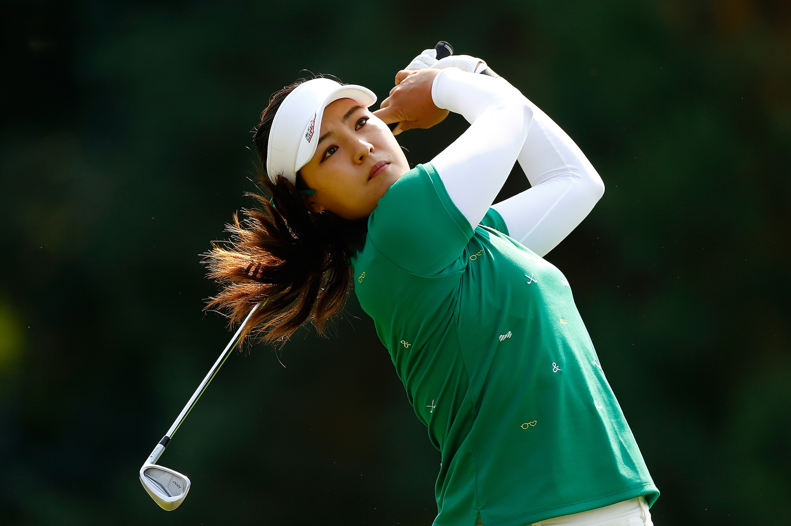 PORTLAND, OR - SEPTEMBER 03:  In Gee Chun of South Korea tees off on the 2nd hole  during the final round of the LPGA Cambia Portland Classic at Columbia Edgewater Country Club on September 3, 2017 in Portland, Oregon.  (Photo by Jonathan Ferrey/Getty Ima