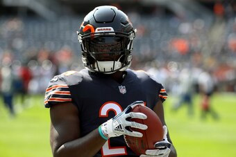 CHICAGO, IL - SEPTEMBER 10:  Jordan Howard #24 of the Chicago Bears warms up prior to the game against the Atlanta Falcons at Soldier Field on September 10, 2017 in Chicago, Illinois.  (Photo by Jonathan Daniel/Getty Images)