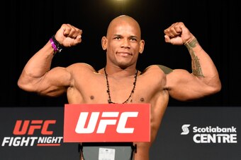 HALIFAX, NS - FEBRUARY 18:  Hector Lombard of Cuba poses on the scale during the UFC Fight Night weigh-in at the World Trade Convention Centre on February 18, 2017 in Halifax, Nova Scotia, Canada. (Photo by Josh Hedges/Zuffa LLC/Zuffa LLC via Getty Images