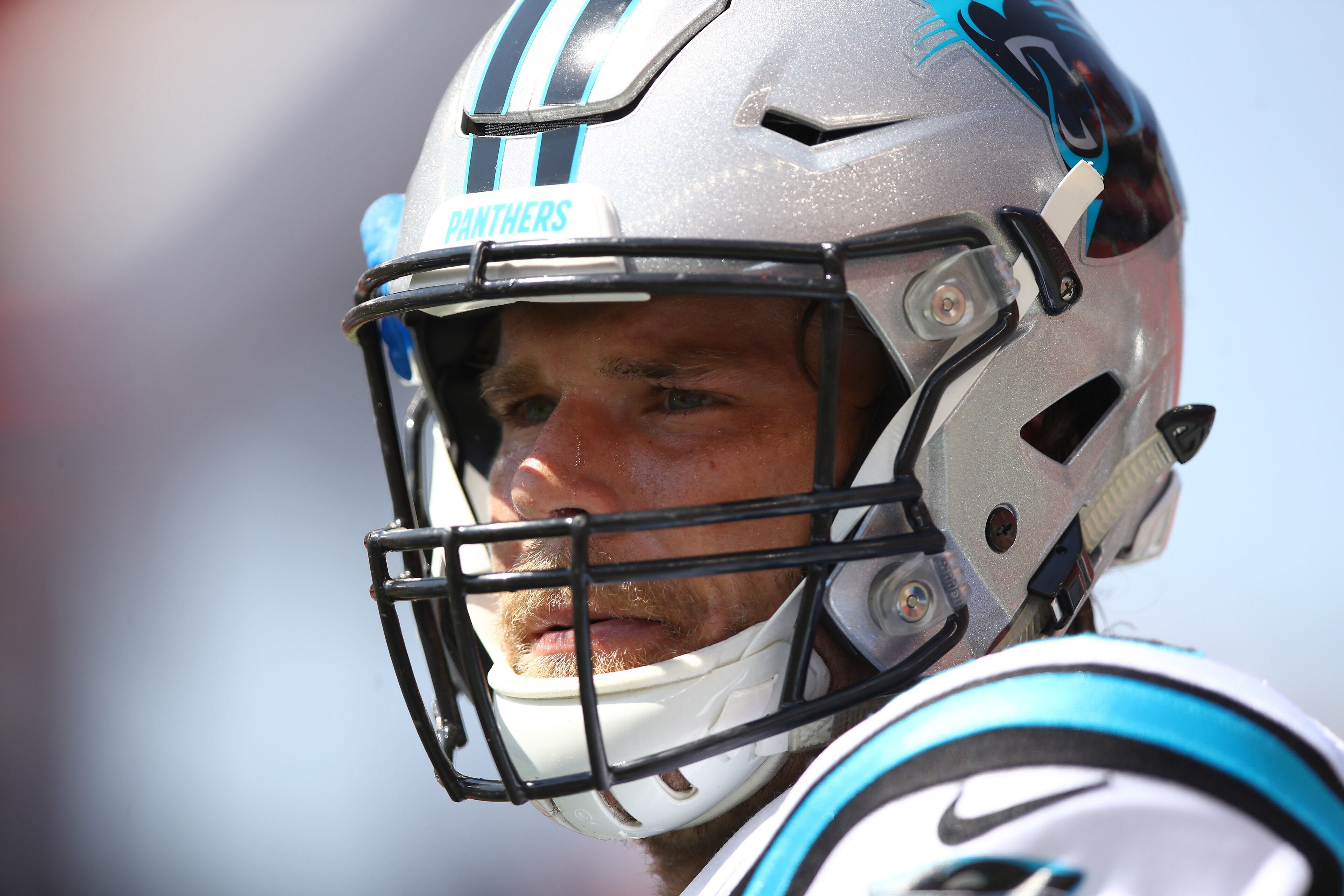 SANTA CLARA, CA - SEPTEMBER 10:  Greg Olsen #88 of the Carolina Panthers stands on the field before their game against the San Francisco 49ers at Levi's Stadium on September 10, 2017 in Santa Clara, California.  (Photo by Ezra Shaw/Getty Images)