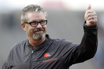 MOBILE, AL - JANUARY 28: Gregg Williams defensive coordinator of the Cleveland Browns reacts after the Reese's Senior Bowl at the Ladd-Peebles Stadium on January 28, 2017 in Mobile, Alabama.  (Photo by Jonathan Bachman/Getty Images)
