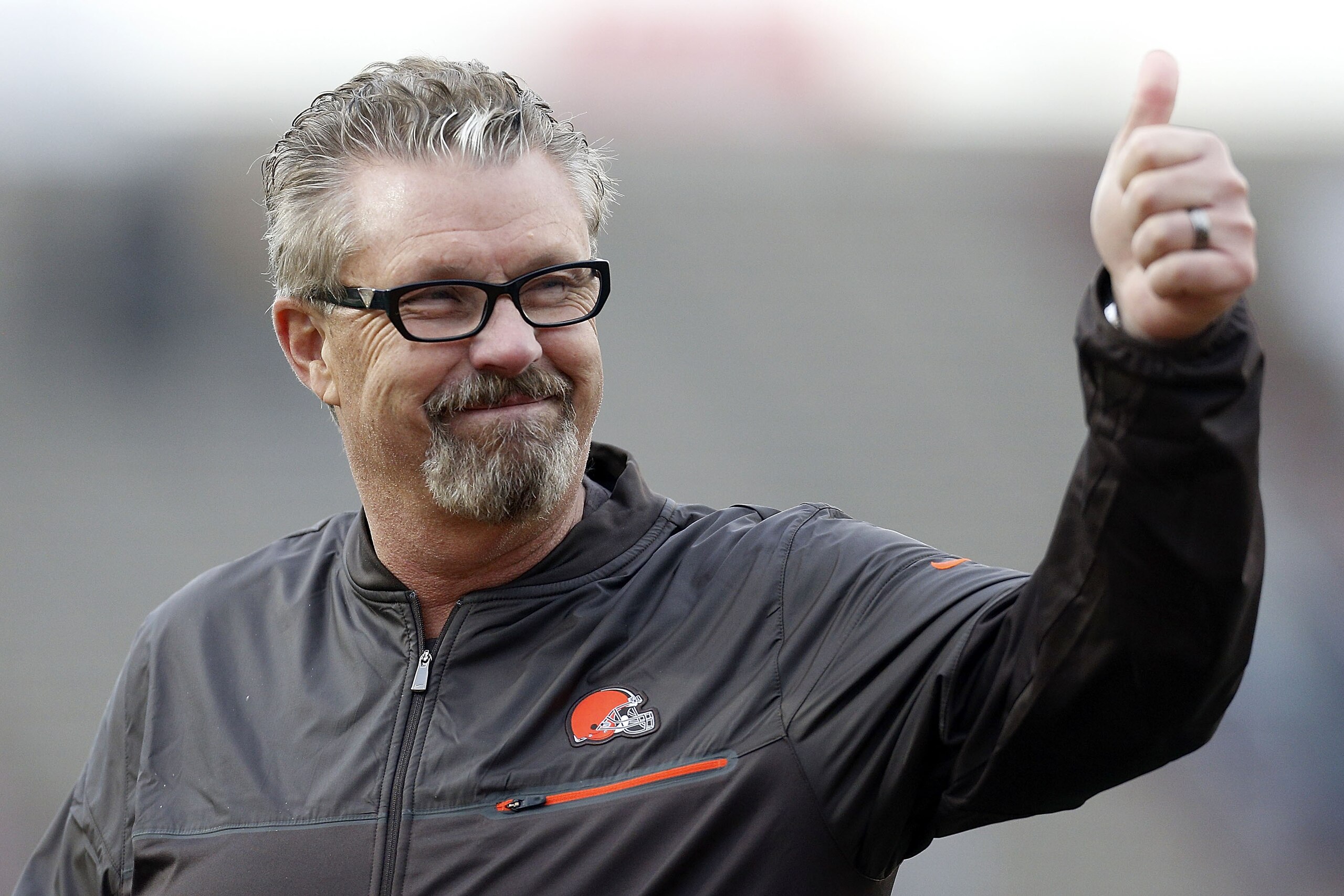 MOBILE, AL - JANUARY 28: Gregg Williams defensive coordinator of the Cleveland Browns reacts after the Reese's Senior Bowl at the Ladd-Peebles Stadium on January 28, 2017 in Mobile, Alabama.  (Photo by Jonathan Bachman/Getty Images)