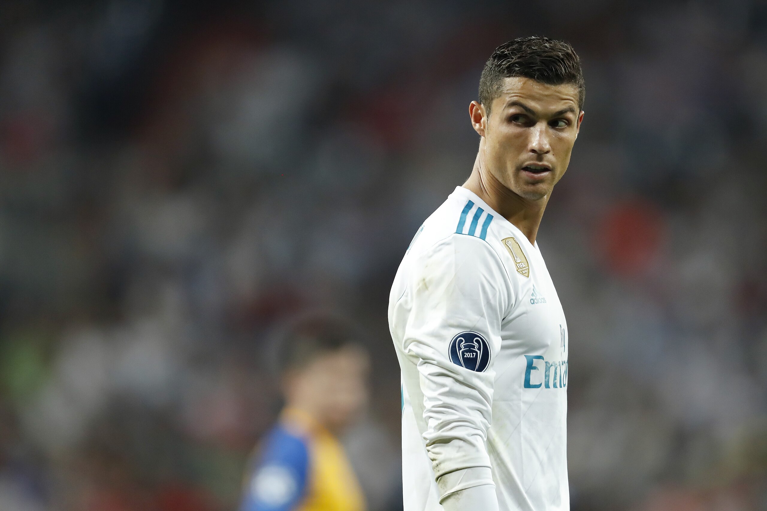 Cristiano Ronaldo of Real Madrid during the UEFA Champions League group H match between Real Madrid and APOEL FC on September 13, 2017 at the Santiago Bernabeu stadium in Madrid, Spain.(Photo by VI Images via Getty Images)