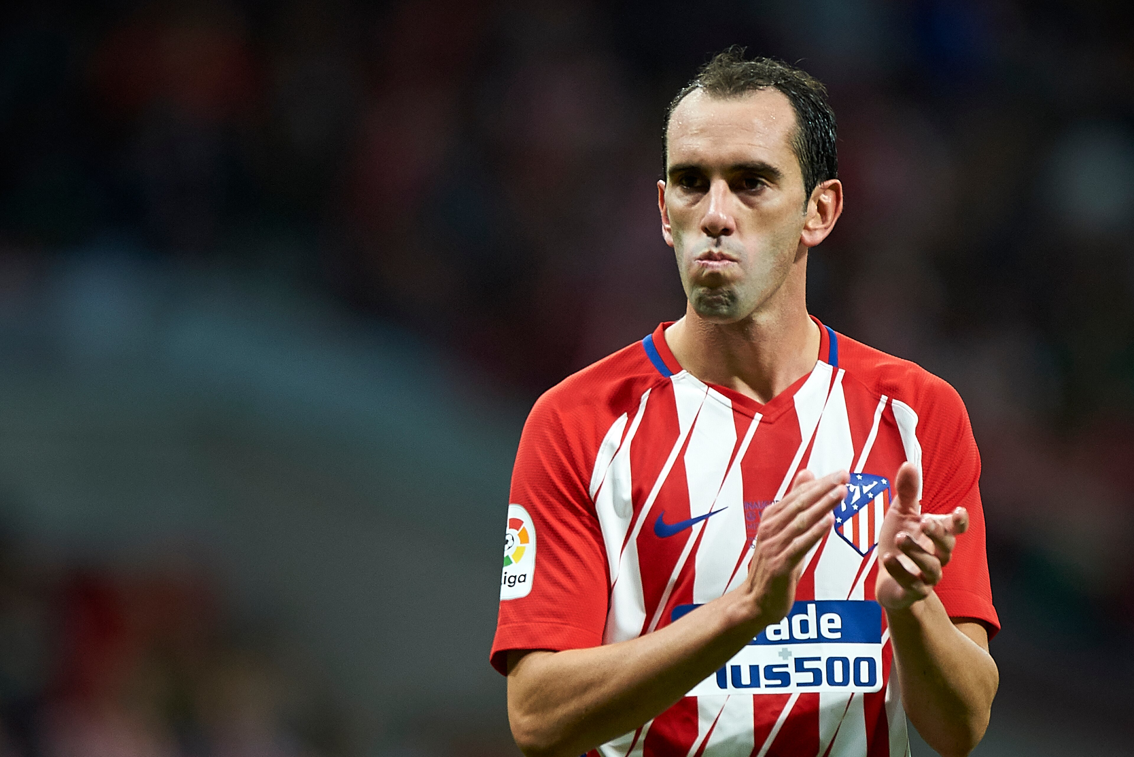 MADRID, SPAIN - SEPTEMBER 16:  Diego Roberto Godin of Atletico Madrid looks on at the end of the La Liga match between Atletico Madrid and Malaga at Wanda Metropolitano stadium on September 16, 2017 in Madrid, Spain.  (Photo by fotopress/Getty Images)