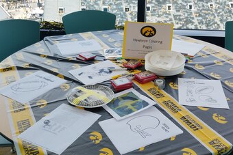 One of the coloring tables prior to the game