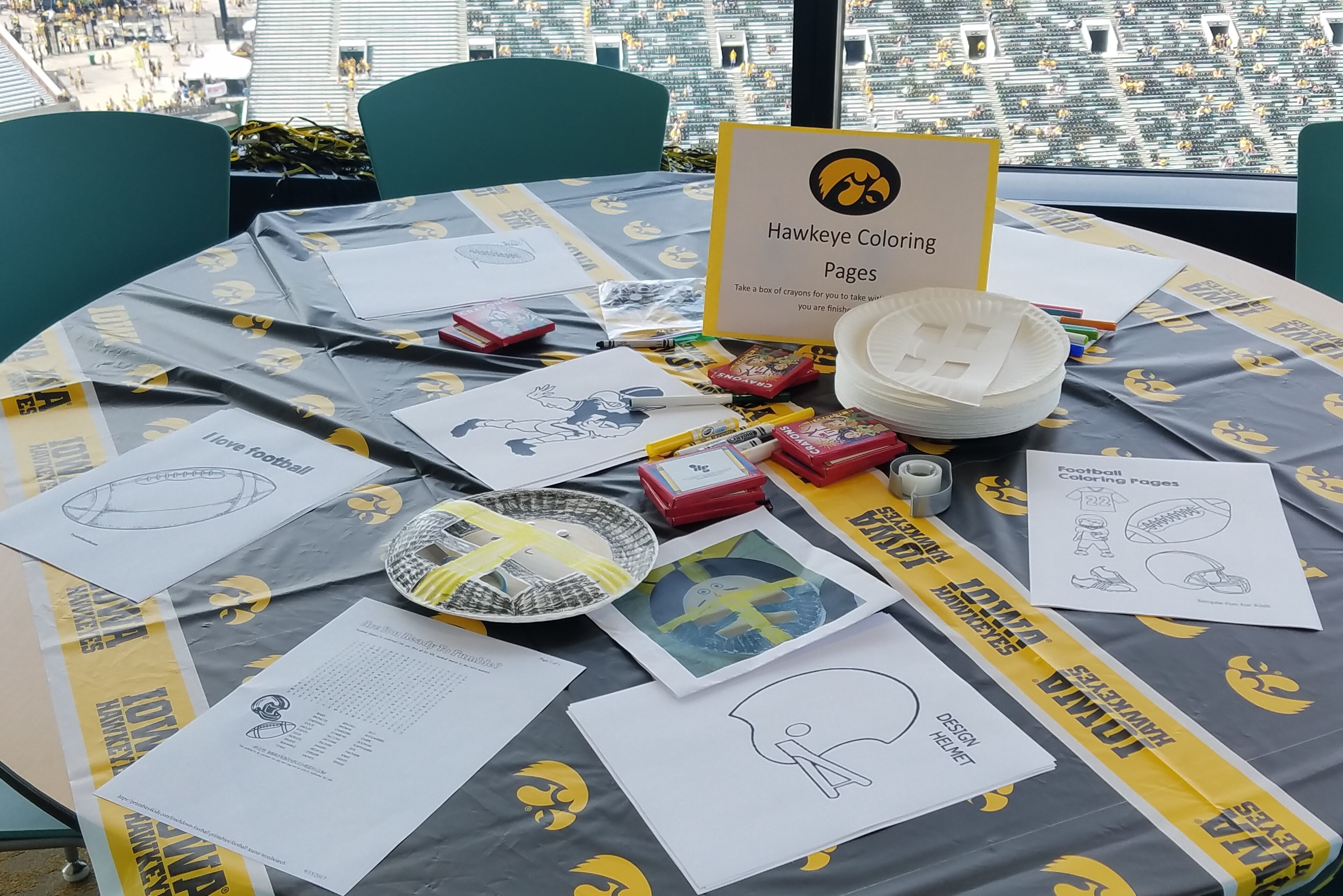One of the coloring tables prior to the game