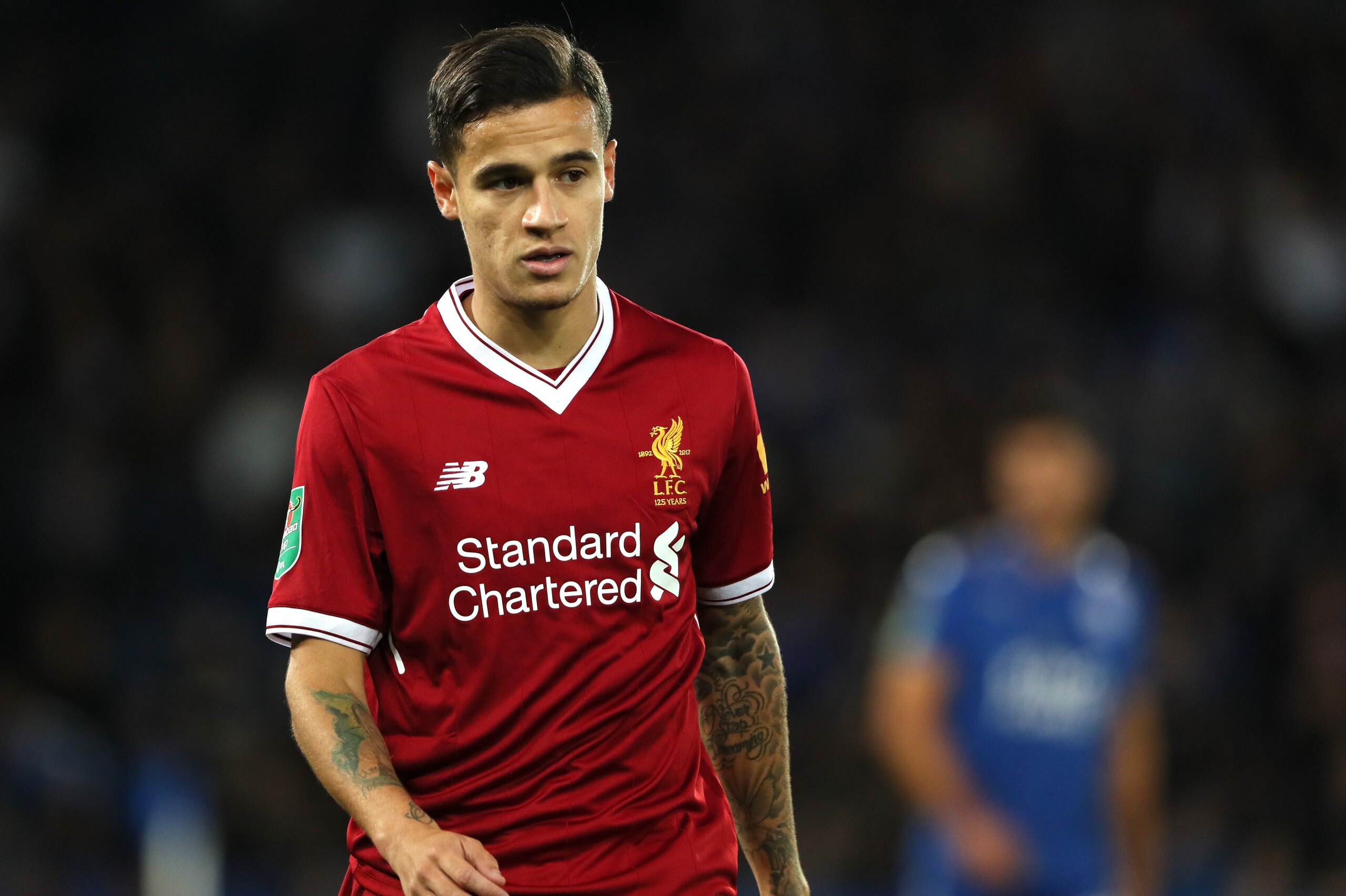 LEICESTER, ENGLAND - SEPTEMBER 19:  Philippe Coutinho of Liverpool in action during the Carabao Cup third round match between Leicester City and Liverpool at The King Power Stadium on September 19, 2017 in Leicester, England.  (Photo by Matthew Ashton - A