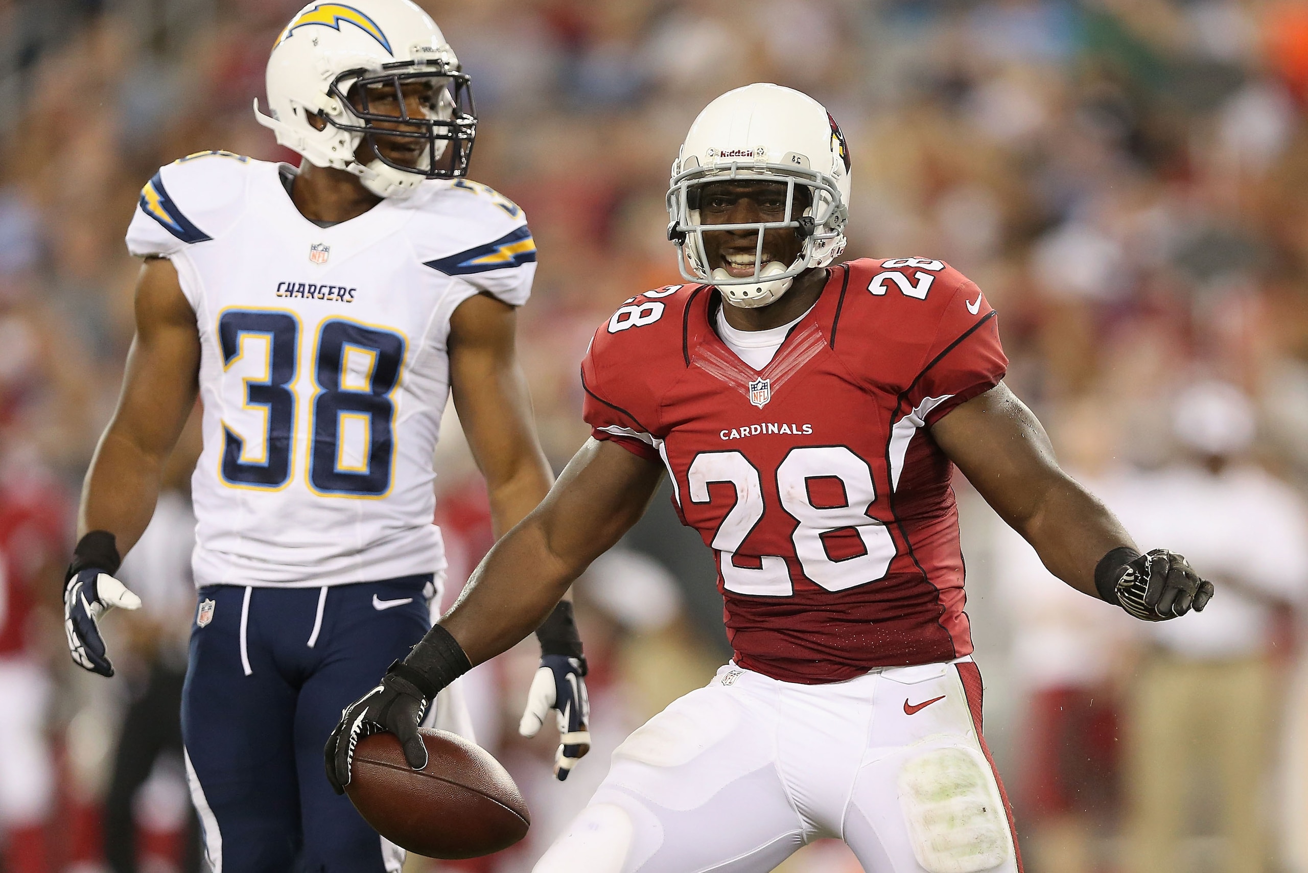 Mendenhall playing for the Arizona Cardinals in 2013.