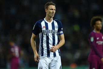 West Bromwich Albion's Northern Irish defender Jonny Evans is pictured during the English League Cup third round football match between West Bromwich Albion and Manchester City at The Hawthorns in West Bromwich, central England September 20, 2017. / AFP P