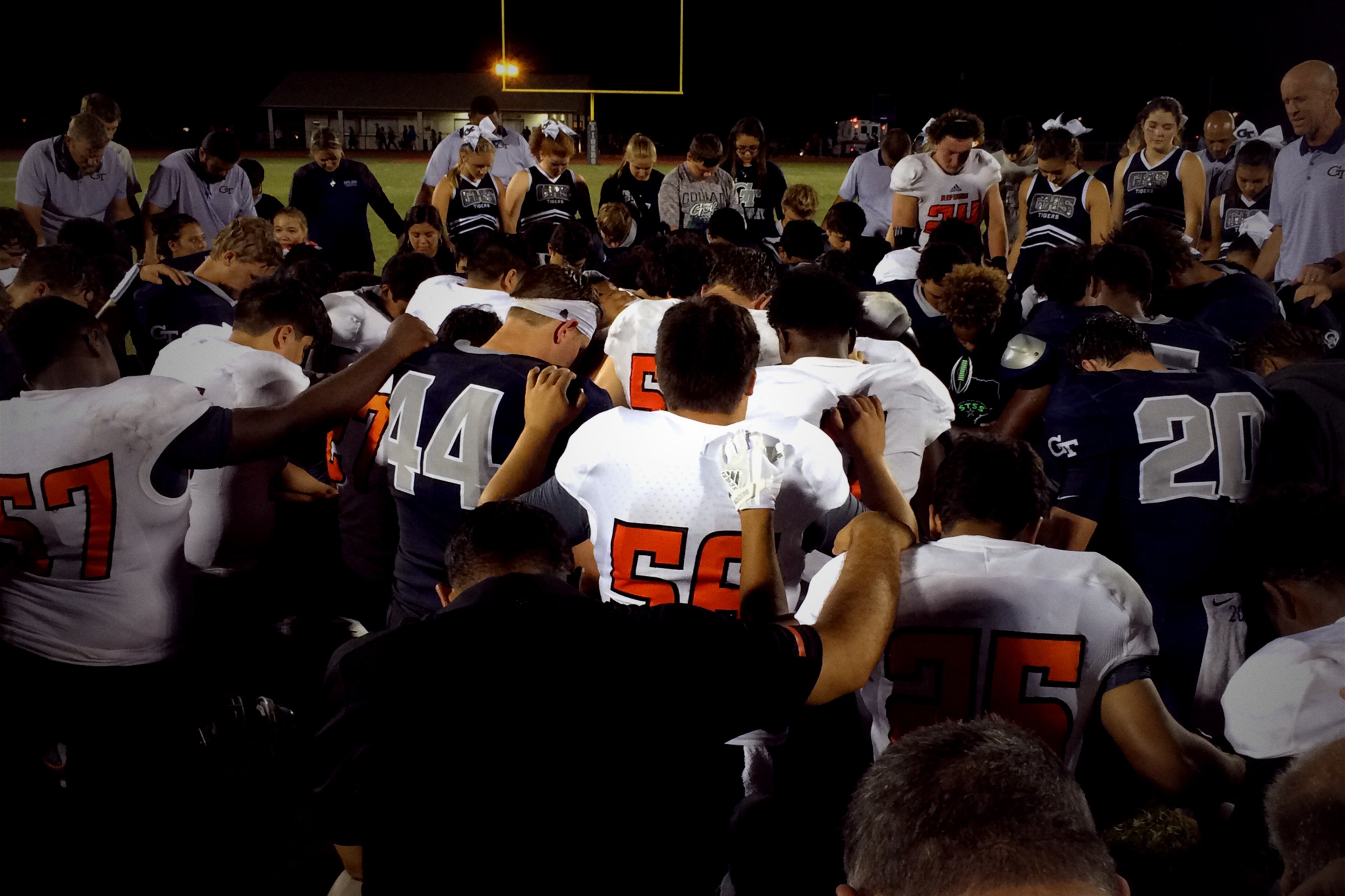 “We’re playing football tonight for one reason: hope. For three hours, we’re going to give the people of our town hope, because we sure need that now,” head coach Jason Herring says.