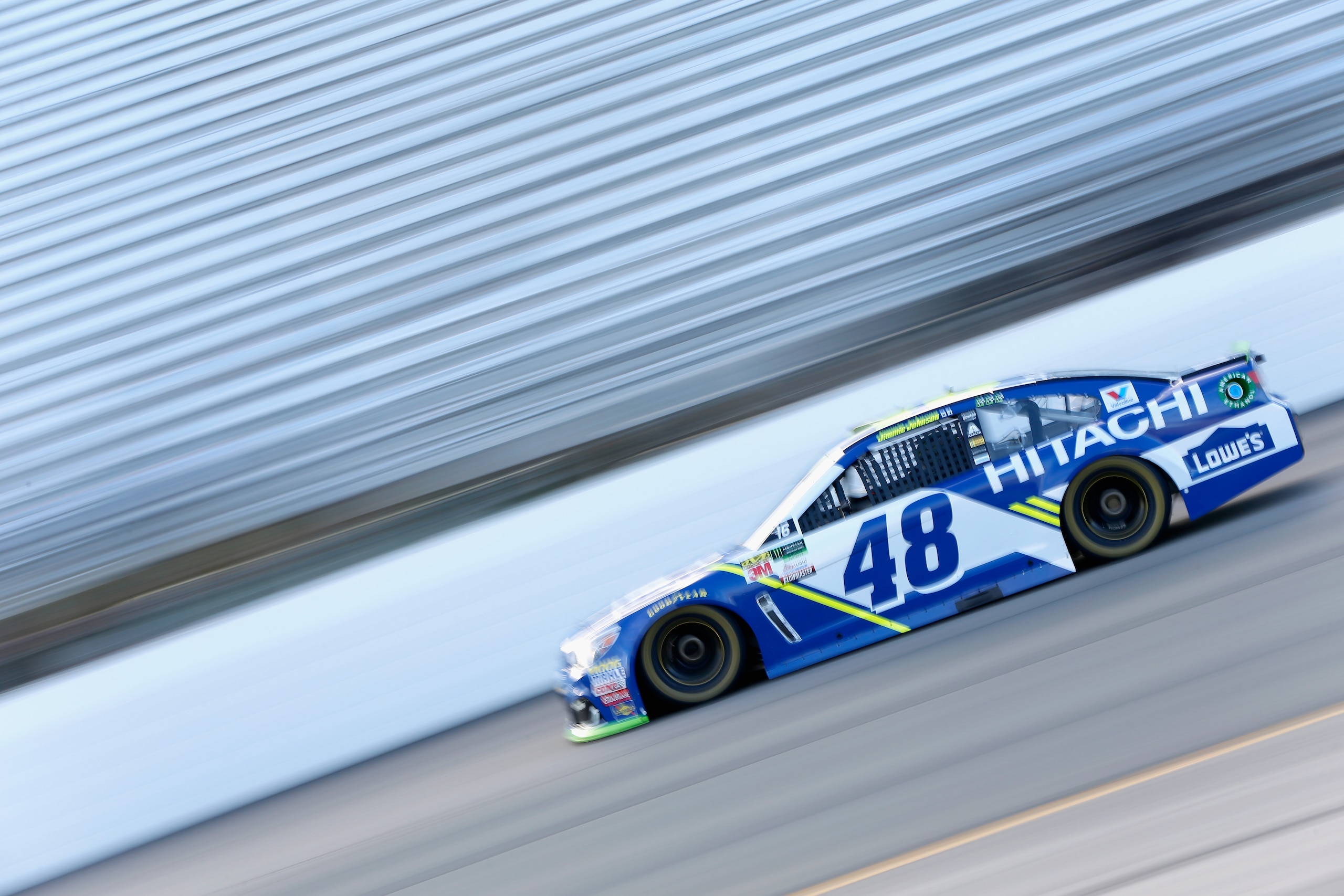 LOUDON, NH - SEPTEMBER 22:  Jimmie Johnson, driver of the #48 Lowe's Chevrolet, drives during qualifying for the Monster Energy NASCAR Cup Series ISM Connect 300 at New Hampshire Motor Speedway on September 22, 2017 in Loudon, New Hampshire.  (Photo by Jo