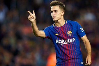 BARCELONA, SPAIN - SEPTEMBER 19:  Denis Suarez (R) of Barcelona celebrates after scoring a goal during the La Liga match between Barcelona and Eibar at Camp Nou on September 19, 2017 in Barcelona, Spain.  (Photo by fotopress/Getty Images)