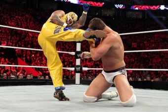 Rey Mysterio and Cody Rhodes battle on Raw without commentary.