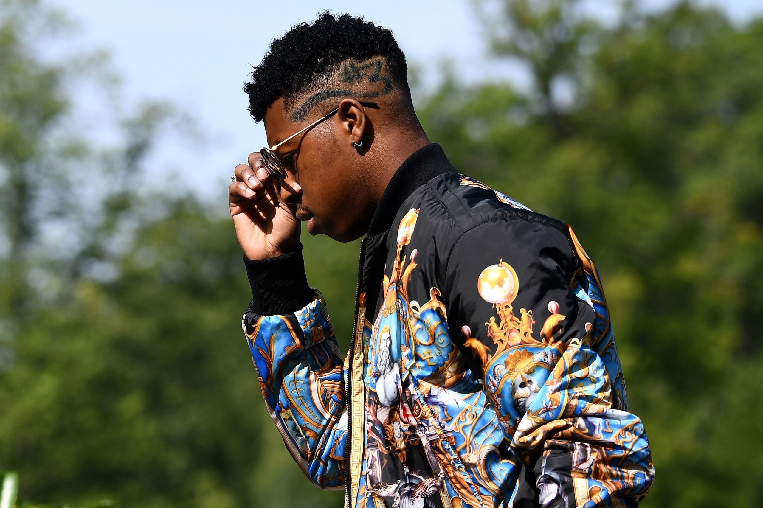 France's defender Presnel Kimpembe arrives at the French national football team training base in Clairefontaine on August 28, 2017,  as part of the team's preparation for the FIFA World Cup 2018 qualifying football matches against Netherlands and Luxembou