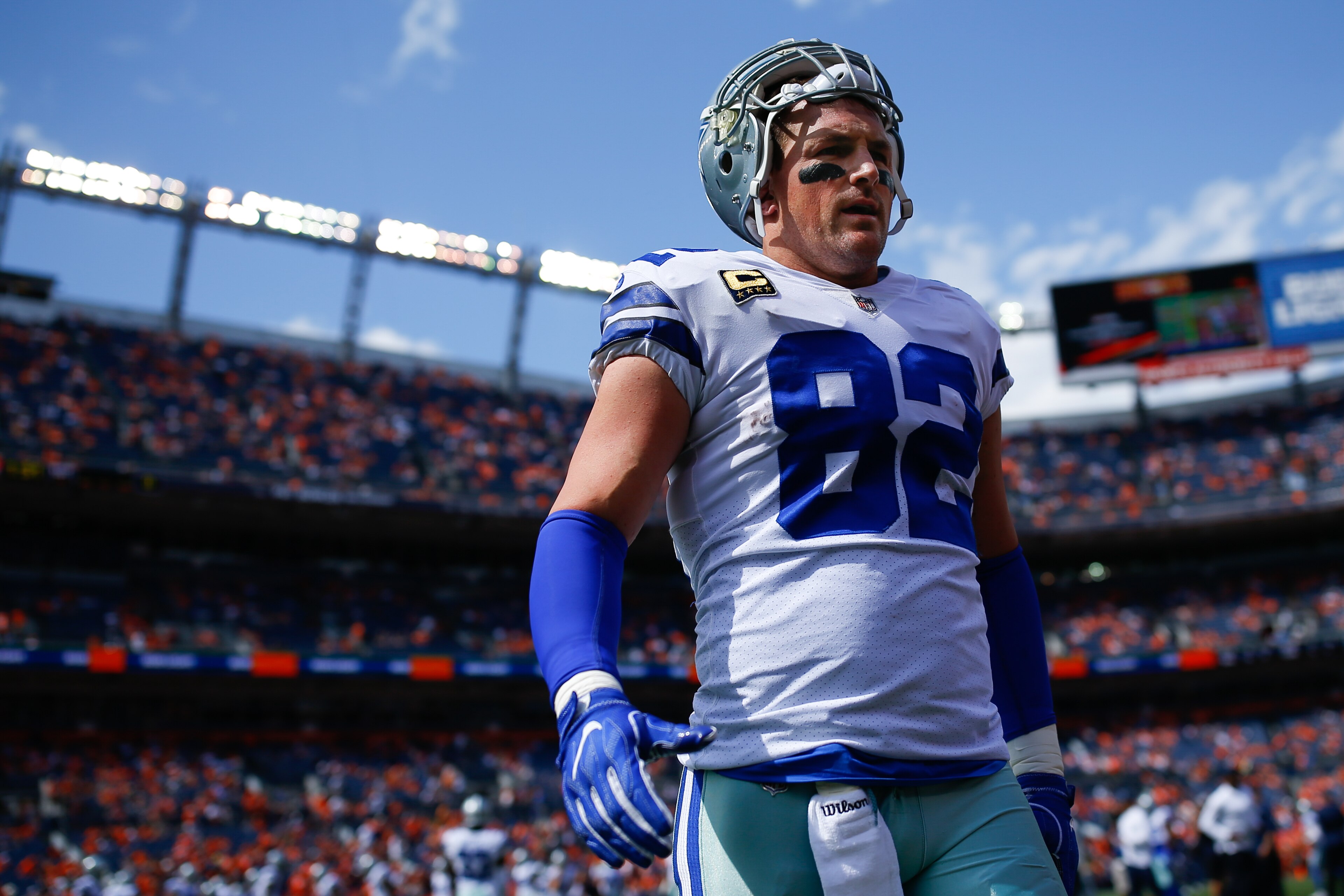 DENVER, CO - SEPTEMBER 17:  Tight end Jason Witten #82 of the Dallas Cowboys on the field before a game against the Denver Broncos at Sports Authority Field at Mile High on September 17, 2017 in Denver, Colorado. (Photo by Justin Edmonds/Getty Images)