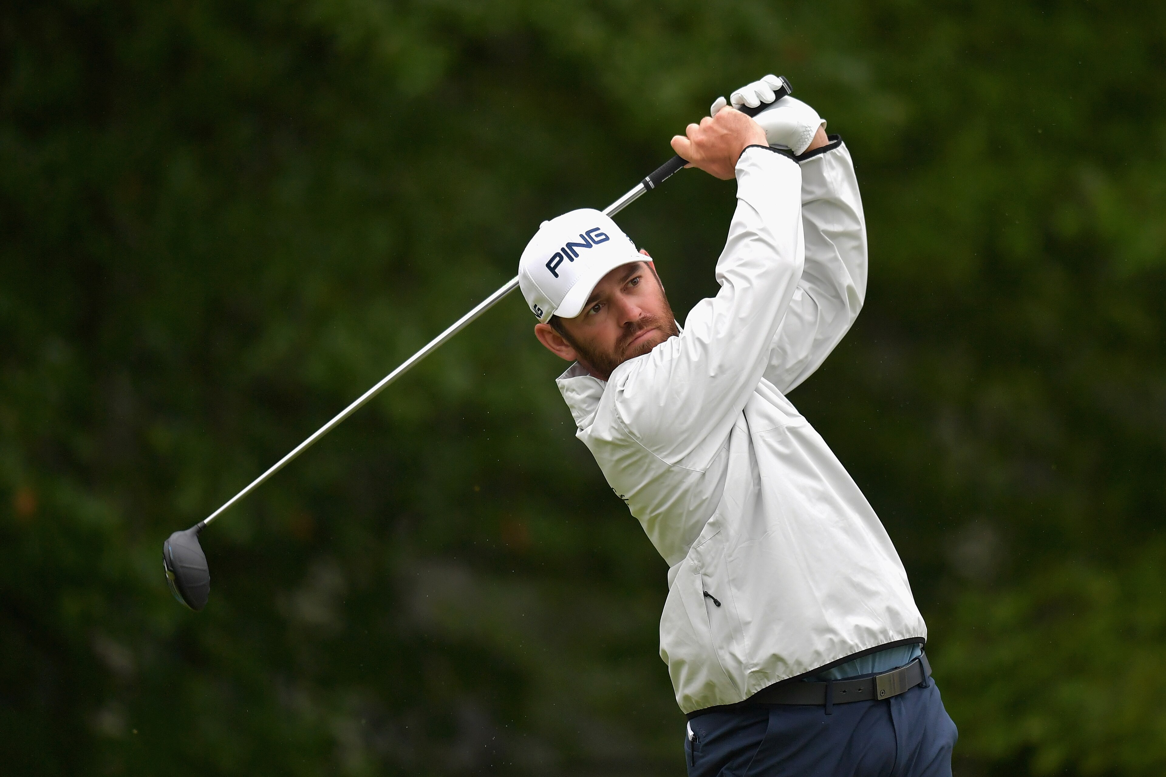NORTON, MA - SEPTEMBER 03:  Louis Oosthuizen of South Africa plays his shot from the fourth tee during round three of the Dell Technologies Championship at TPC Boston on September 3, 2017 in Norton, Massachusetts.  (Photo by Drew Hallowell/Getty Images)