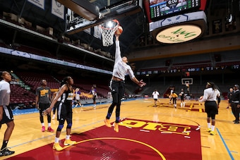 MINNEAPOLIS, MN - SEPTEMBER 23: Candace Parker #3 of the Los Angeles Sparks goes for a dunk during the 2017 WNBA Finals Practice and Media Availability on September 23, 2017 at University of Minnesota Williams Arena in Minneapolis, Minnesota.  NOTE TO USE