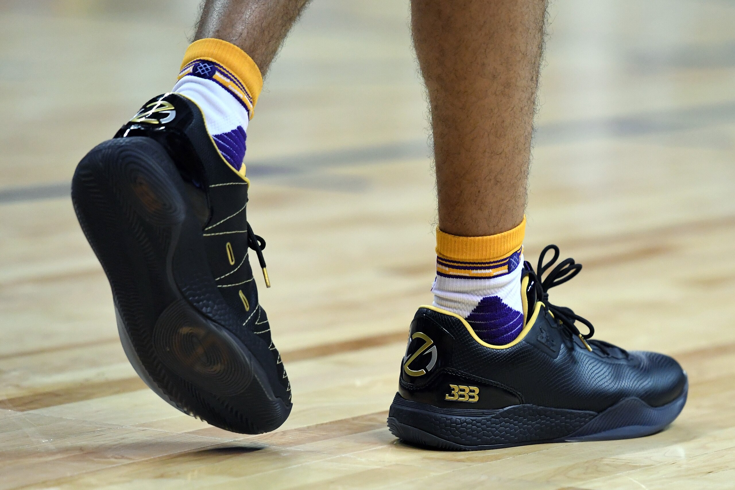 LAS VEGAS, NV - JULY 08: Lonzo Ball #2 of the Los Angeles Lakers wears Big Baller Brand ZO2 sneakers during a 2017 Summer League game against the Boston Celtics at the Thomas & Mack Center on July 8, 2017 in Las Vegas, Nevada. Boston won 86-81. NOTE TO U LAS VEGAS, NV - JULY 08: Lonzo Ball #2 of the Los Angeles Lakers wears Big Baller Brand ZO2 sneakers during a 2017 Summer League game against the Boston Celtics at the Thomas & Mack Center on July 8, 2017 in Las Vegas, Nevada. Boston won 86-81. NOTE TO U