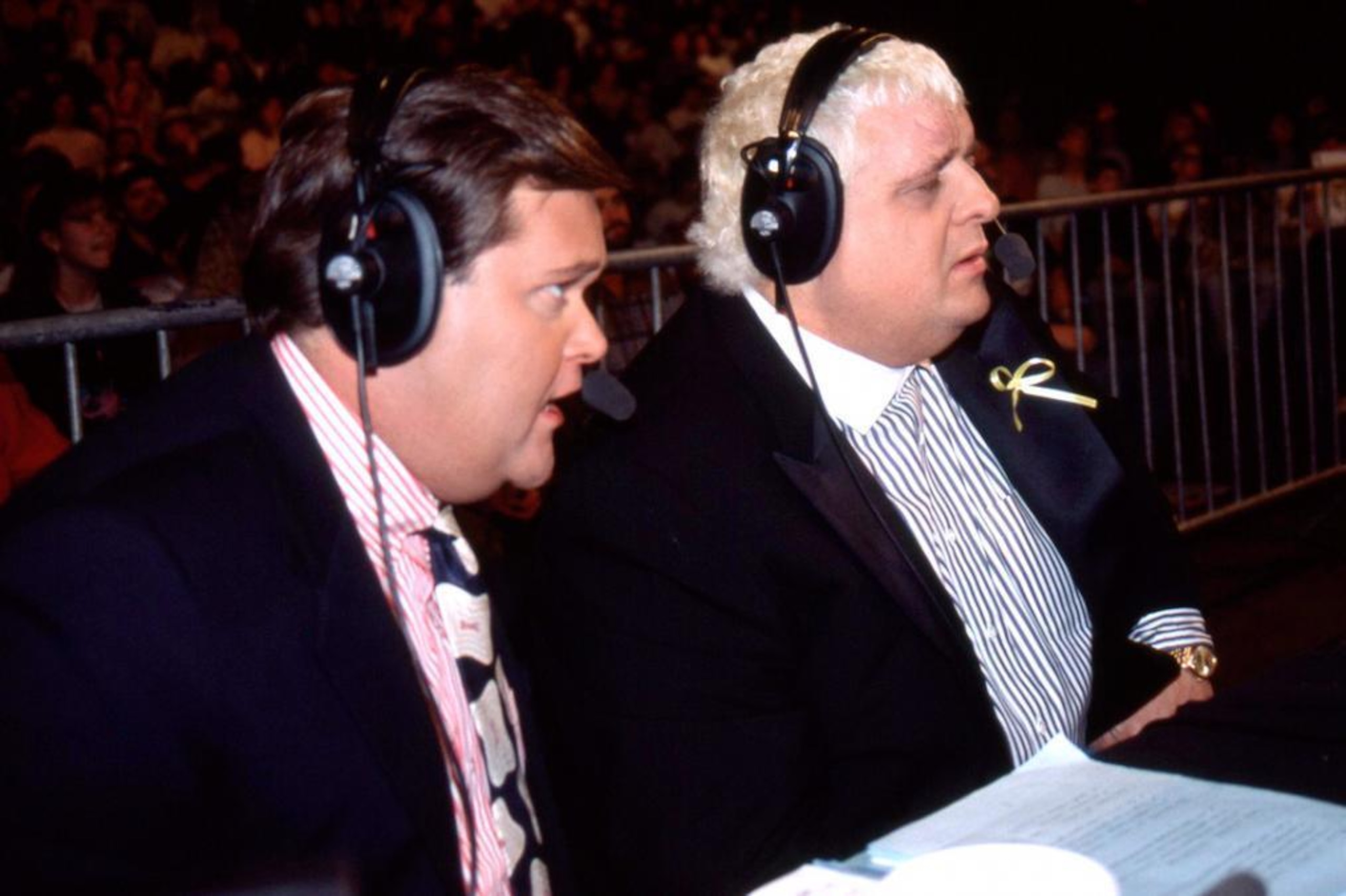 Ross calling a match in WCW with Dusty Rhodes.