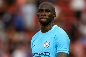 GIRONA, SPAIN - AUGUST 15:  Eliaquim Mangala of Manchester City looks on after the end the pre-season friendly match between Girona and Manchester City at Municipal de Montilivi Stadium on August 15, 2017 in Girona, Spain.  (Photo by Manuel Queimadelos Al