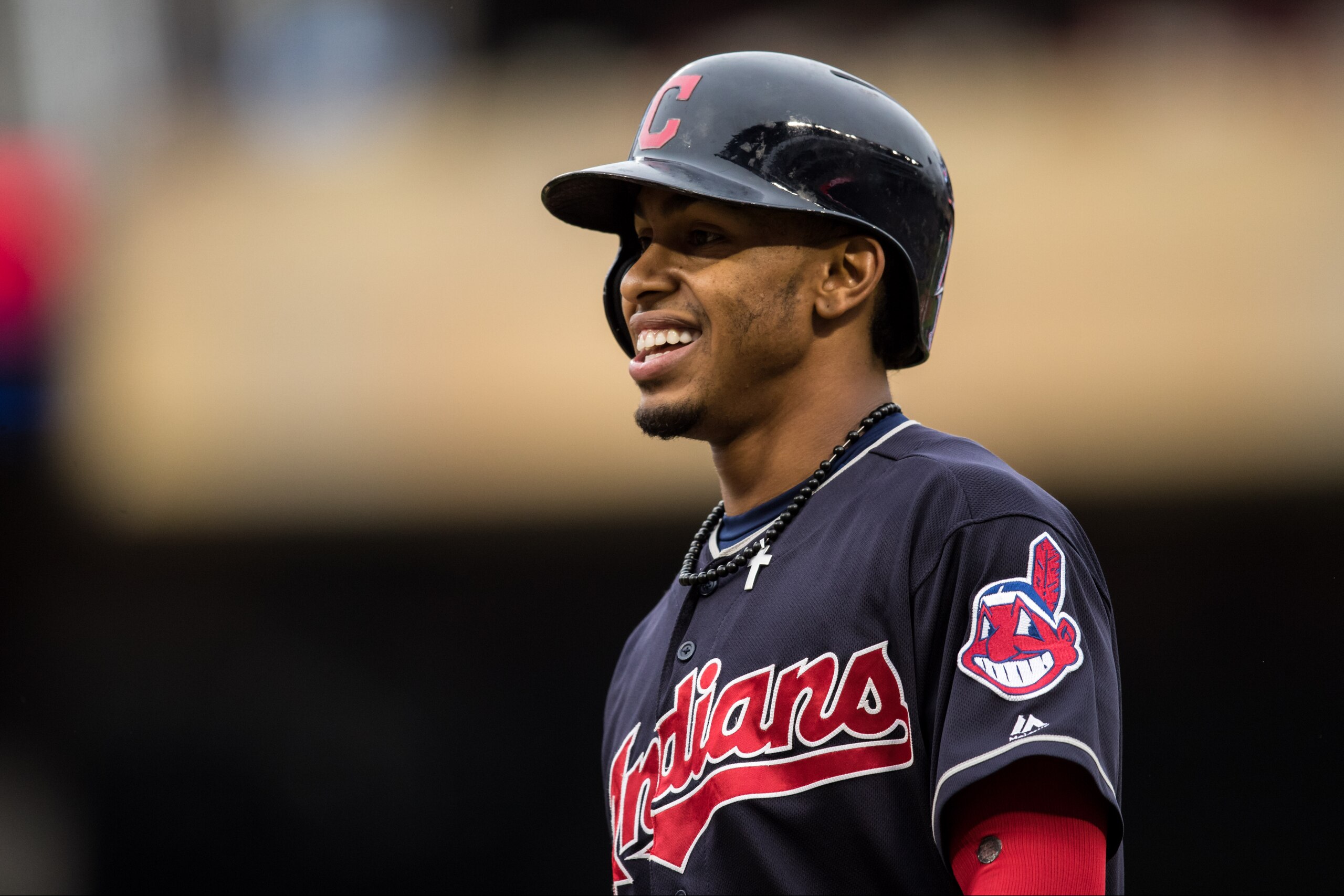MINNEAPOLIS, MN- AUGUST 17: Francisco Lindor #12 of the Cleveland Indians looks on against the Minnesota Twins on August 17, 2017 at Target Field in Minneapolis, Minnesota. The Indians defeated the Twins 9-3. (Photo by Brace Hemmelgarn/Minnesota Twins/Get MINNEAPOLIS, MN- AUGUST 17: Francisco Lindor #12 of the Cleveland Indians looks on against the Minnesota Twins on August 17, 2017 at Target Field in Minneapolis, Minnesota. The Indians defeated the Twins 9-3. (Photo by Brace Hemmelgarn/Minnesota Twins/Get