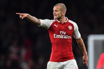 Arsenal's English midfielder Jack Wilshere gestures during the English League Cup third round football match between Arsenal and Doncaster Rovers at The Emirates Stadium in London on September 20, 2017. / AFP PHOTO / Ben STANSALL / RESTRICTED TO EDITORIAL