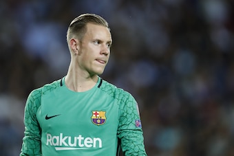 goalkeeper Marc-Andre ter Stegen of FC Barcelona during the UEFA Champions League group D match between FC Barcelona and Juventus FC  on September 12, 2017  at the Camp Nou stadium in Barcelona, Spain.(Photo by VI Images via Getty Images)